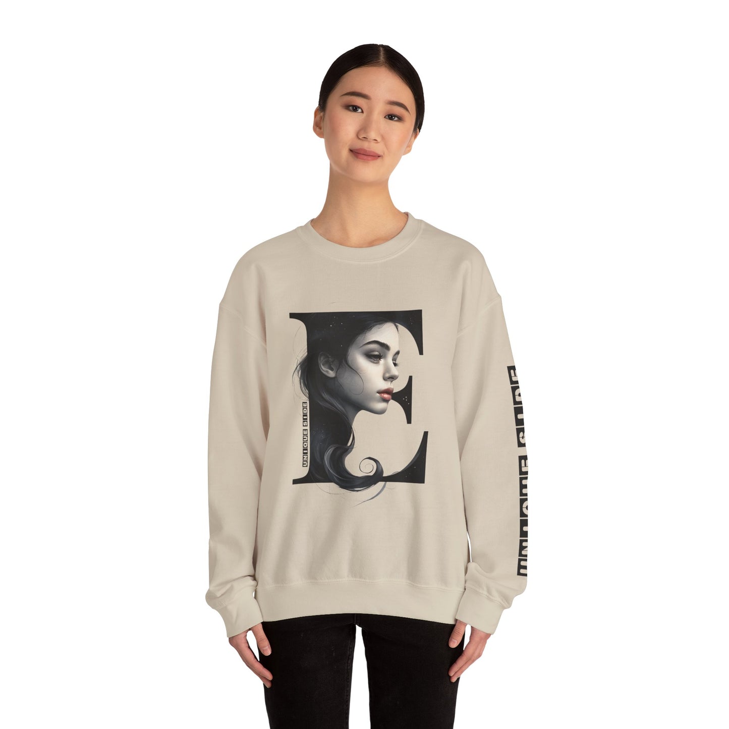 Letter E, Stylish Artistic Sweatshirt, Trendy Crewneck, Graphic Sweater, Cozy Unisex Top, Unique Gift for Art Lovers, Everyday Comfort