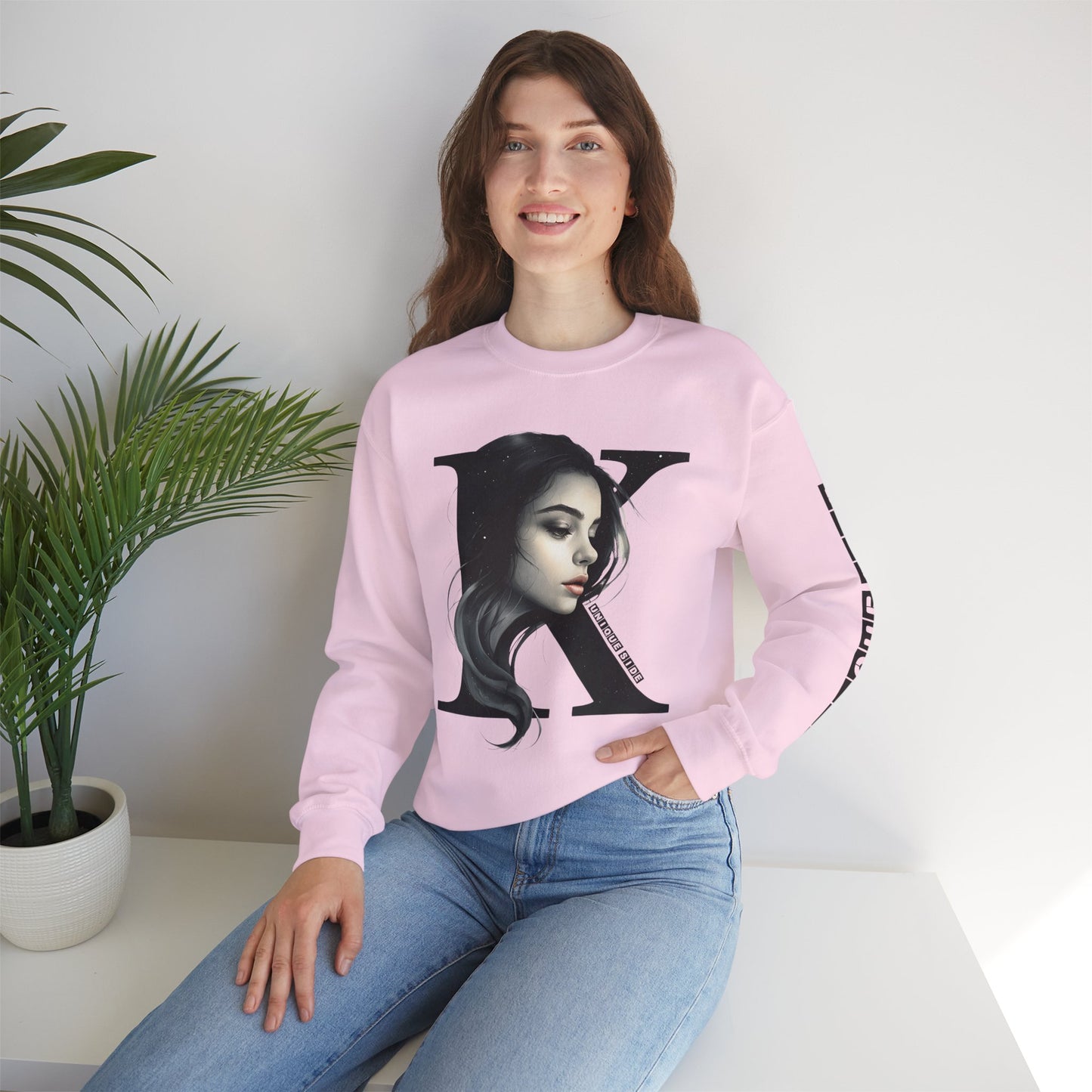 Letter K, Stylish Artistic Sweatshirt, Trendy Crewneck, Graphic Sweater, Cozy Unisex Top, Unique Gift for Art Lovers, Everyday Comfort