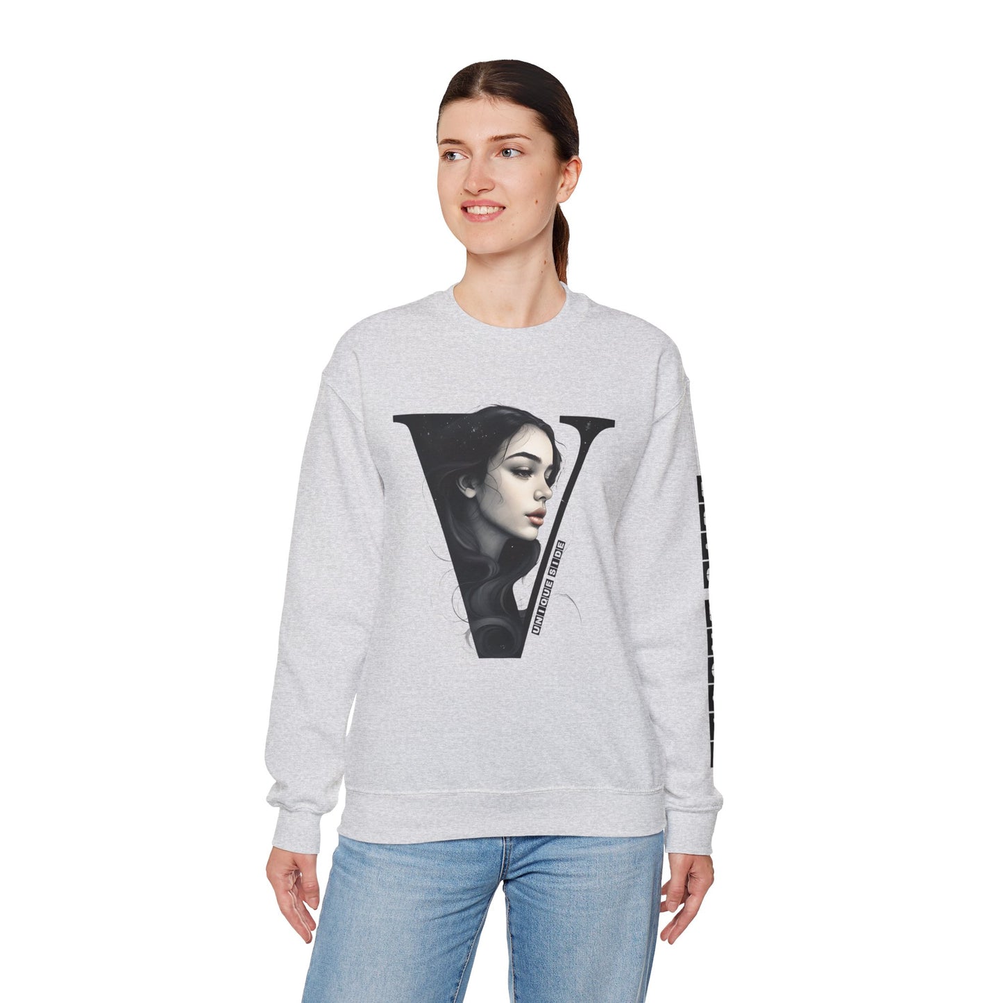Letter V, Stylish Artistic Sweatshirt, Trendy Crewneck, Graphic Sweater, Cozy Unisex Top, Unique Gift for Art Lovers, Everyday Comfort