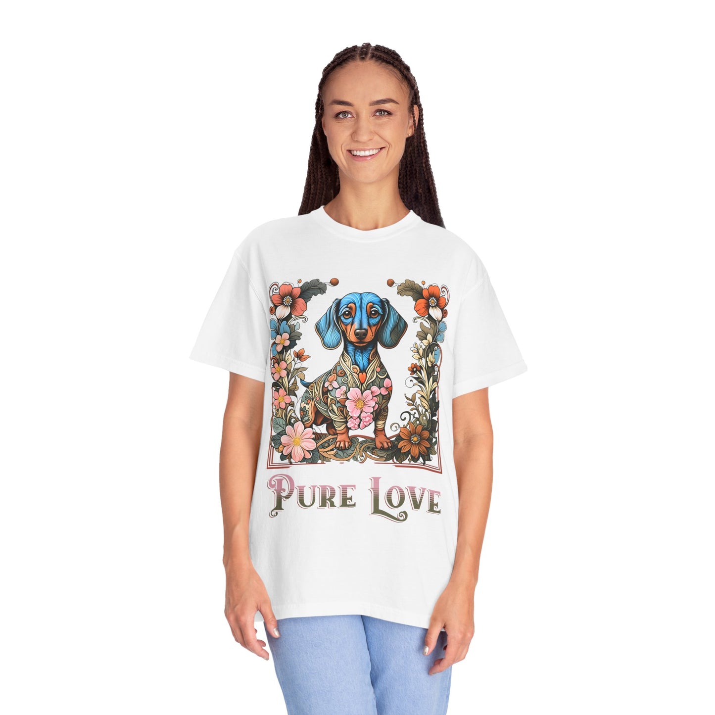 Pure Love Dachshund T-Shirt - Unisex Garment-Dyed Tee