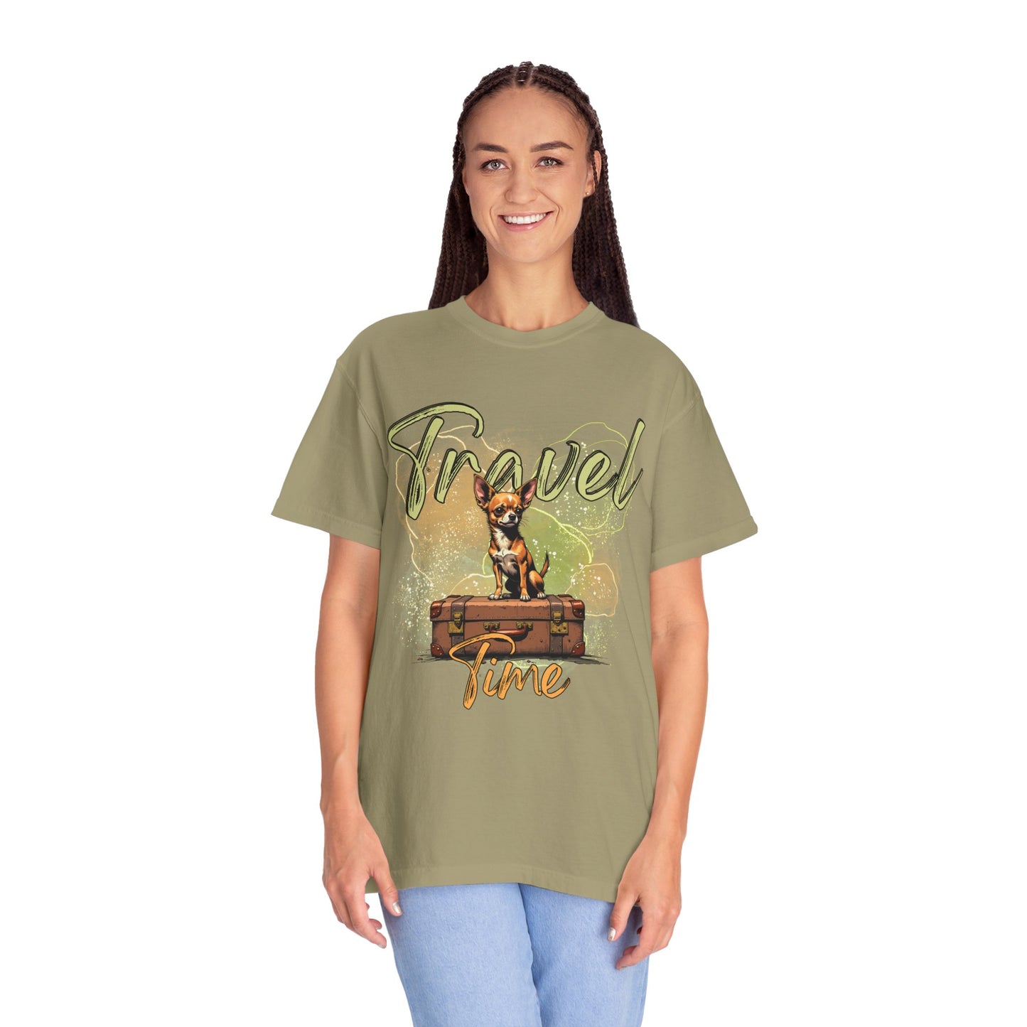 Travel Time Unisex Garment-Dyed T-Shirt - Cute Dog Design for Animal Lovers