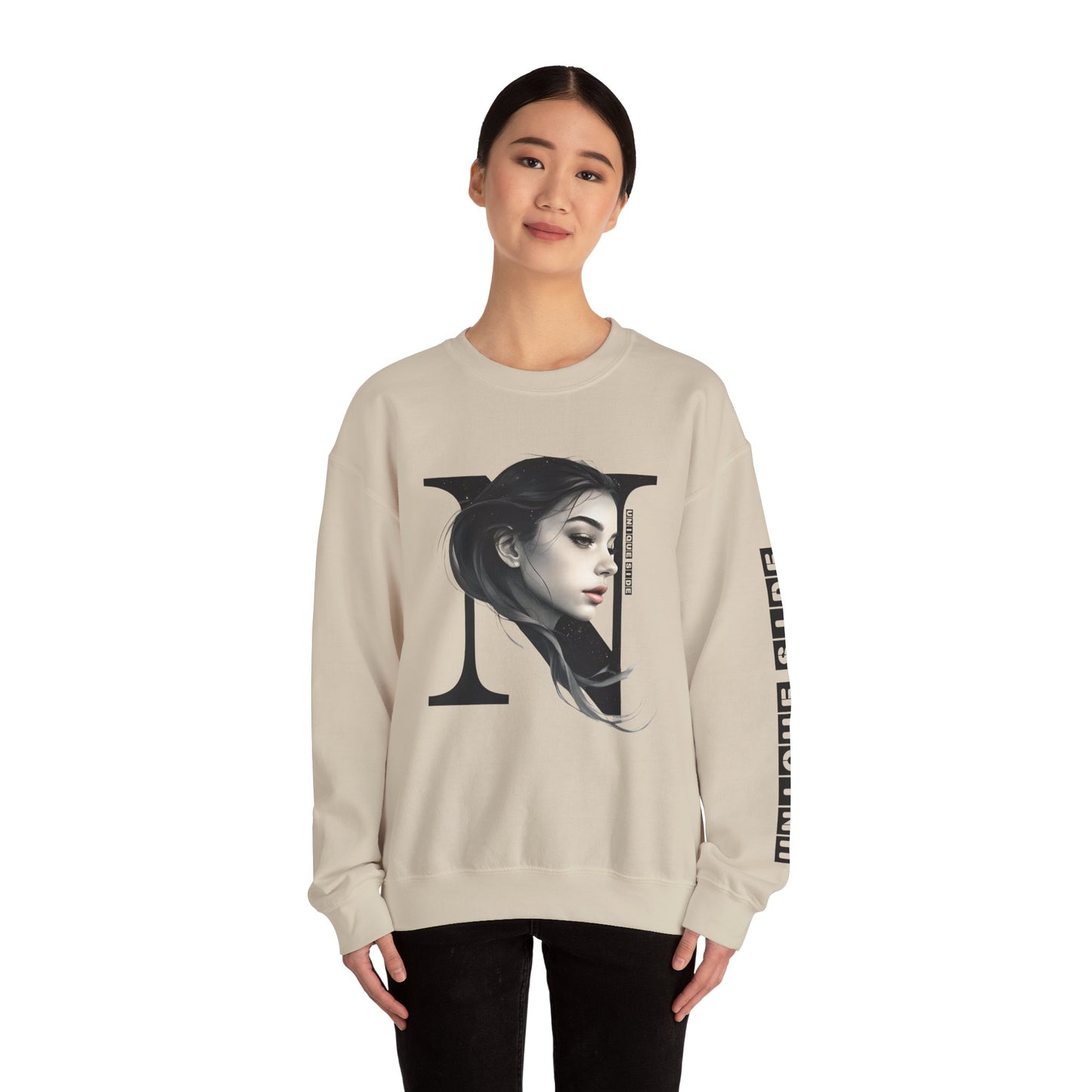 Letter N, Stylish Artistic Sweatshirt, Trendy Crewneck, Graphic Sweater, Cozy Unisex Top, Unique Gift for Art Lovers, Everyday Comfort