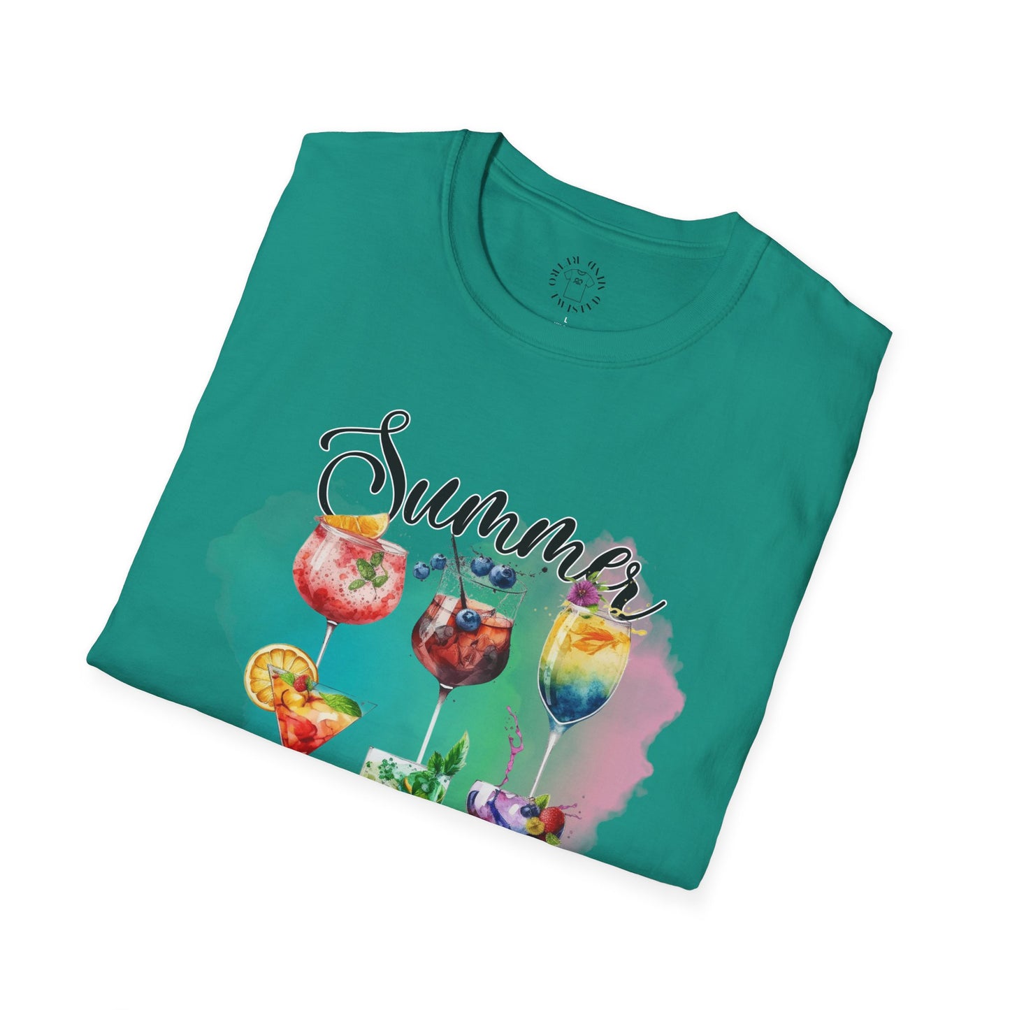 Summer Colors Cocktail T-Shirt, Unisex Tee, Fun Summer Wear, Gift for Cocktails Lovers, Beach Party Shirt, Vacation Top