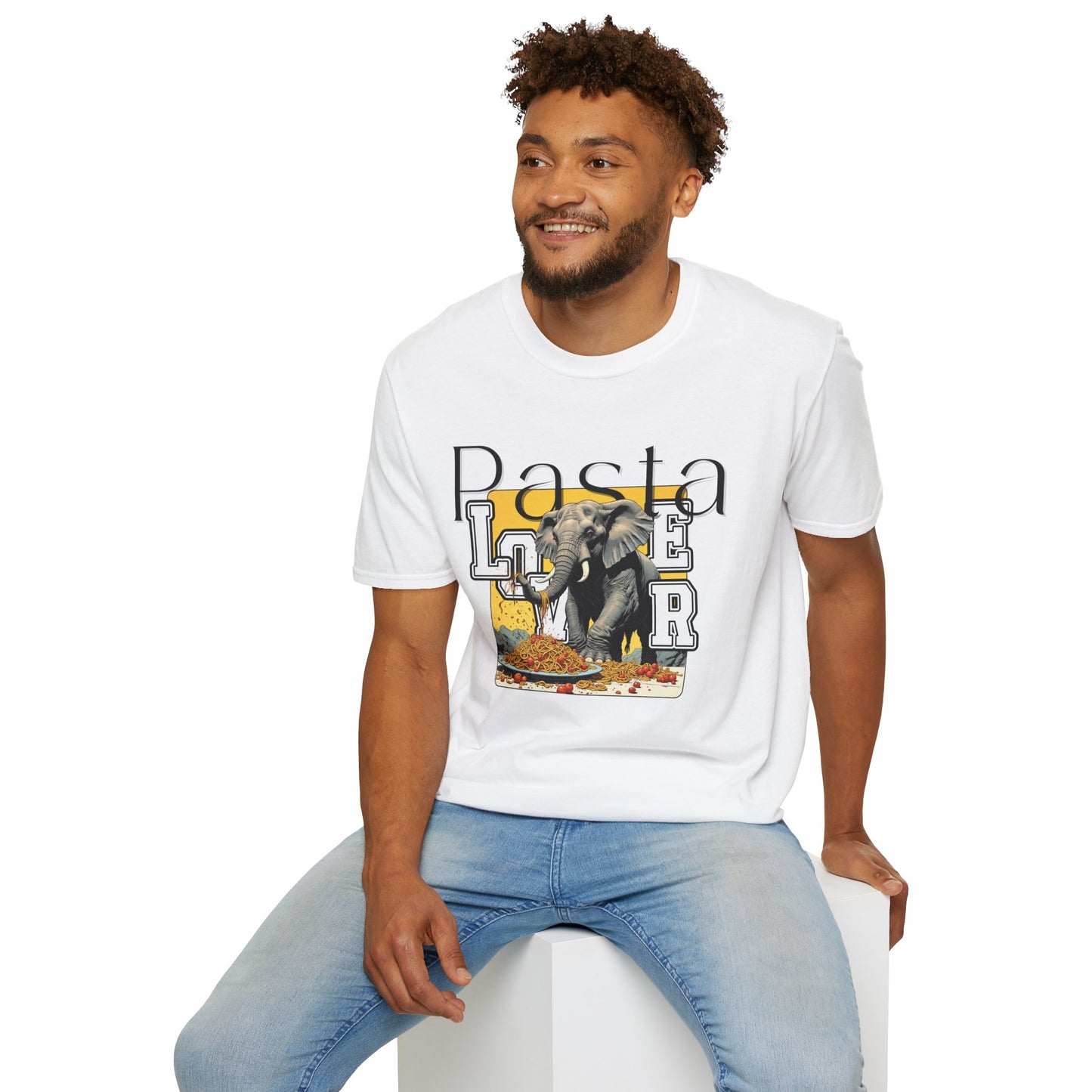 Pasta Lover Unisex Softstyle T-Shirt - Playful Elephant Graphic Tee,elephant,twisted