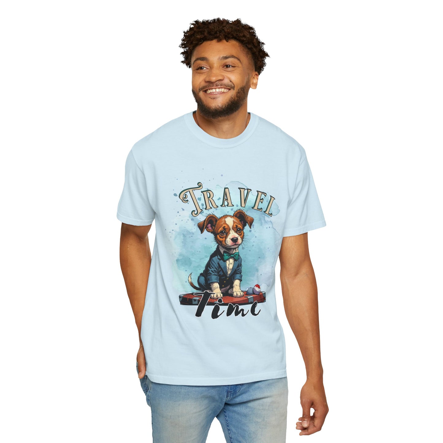 Travel Time Dog Graphic Unisex T-Shirt - Perfect for Pet Lovers and Travel Enthusiasts