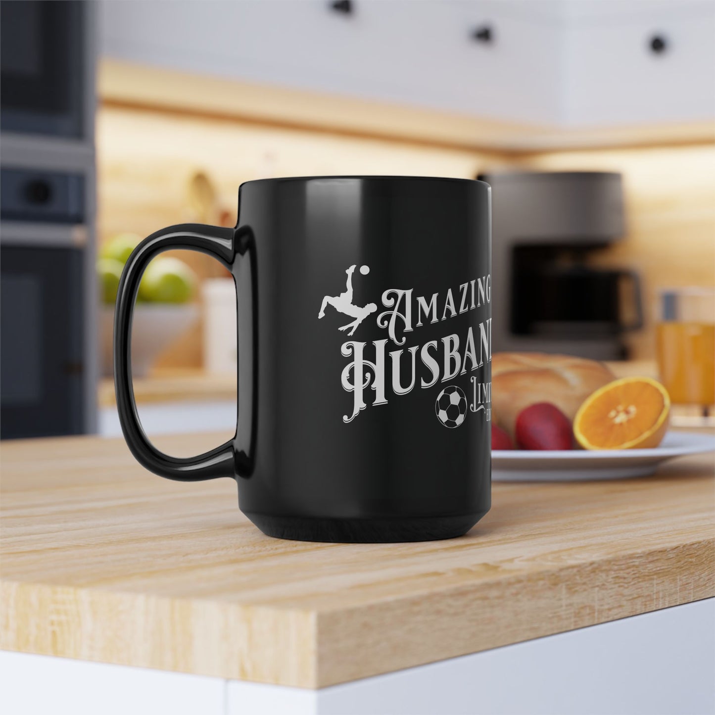 Amazing Husband, Soccer , Valentine's day gift for him .Black Mug