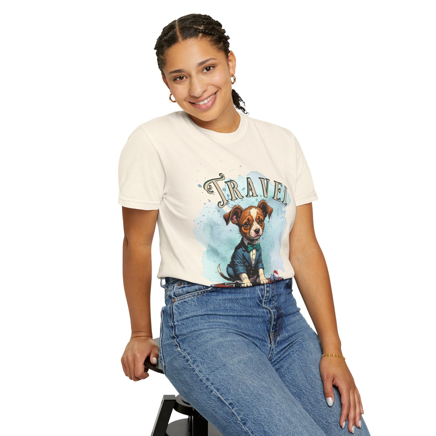 Travel Time Dog Graphic Unisex T-Shirt - Perfect for Pet Lovers and Travel Enthusiasts