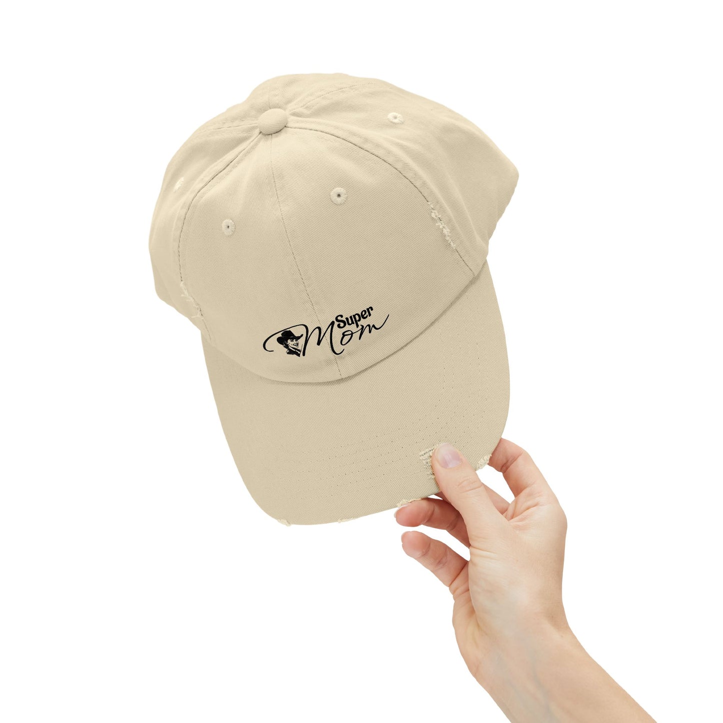 Super Mom Unisex Distressed Cap, Casual Hat for Moms, Gift for Mother's Day, Everyday Wear, Relaxed Style