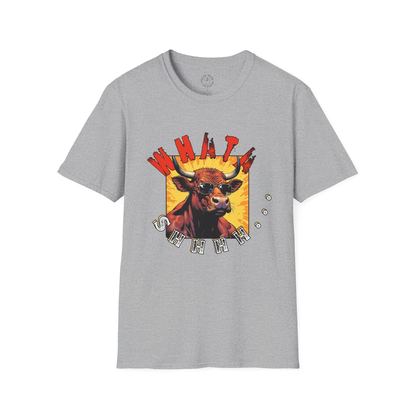 Whimsical Cow Graphic Unisex Softstyle T-Shirt - 'What bull Shhh...'