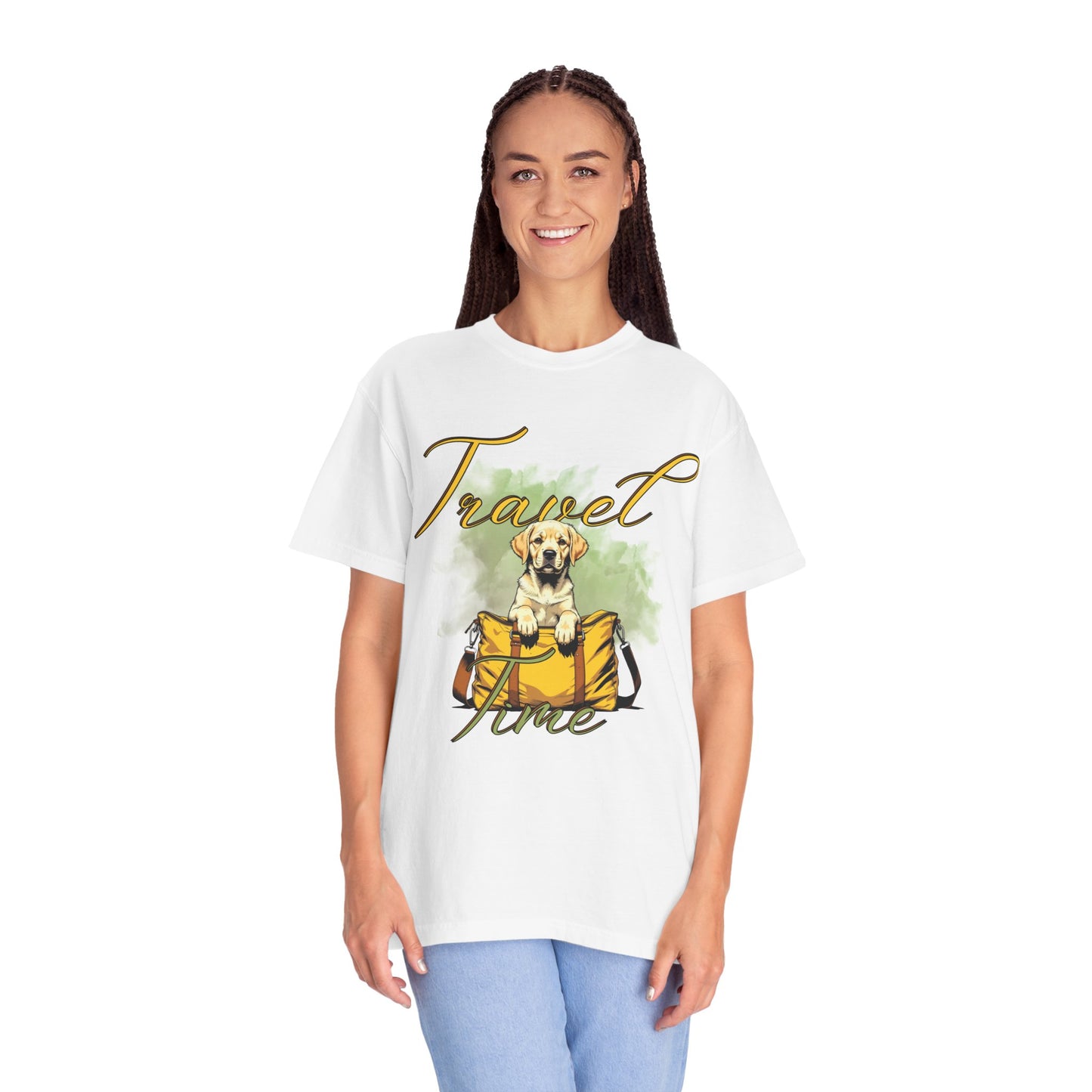 Travel Time Dog T-Shirt - Unisex Garment-Dyed Tee for Pet Lovers