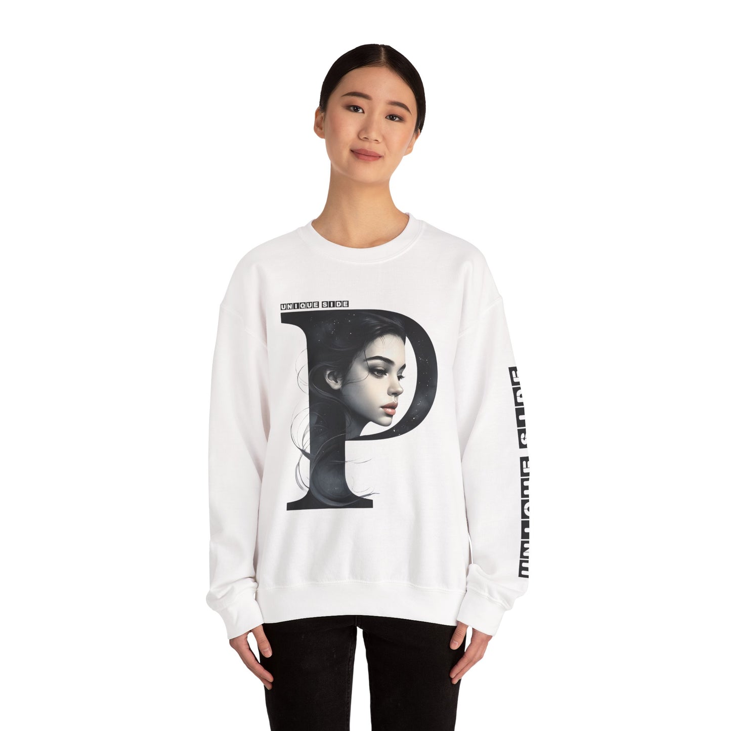 Letter P, Stylish Artistic Sweatshirt, Trendy Crewneck, Graphic Sweater, Cozy Unisex Top, Unique Gift for Art Lovers, Everyday Comfort