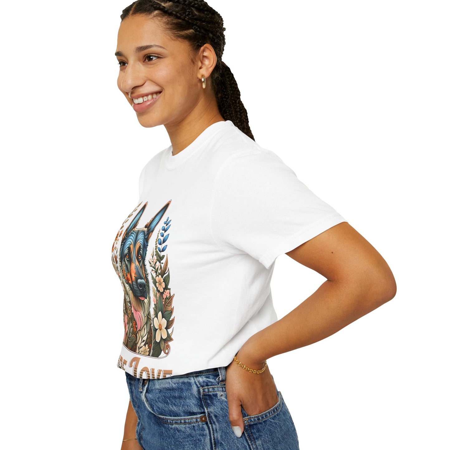 Pure Love Flower-Graphic T-Shirt for Dog Lovers