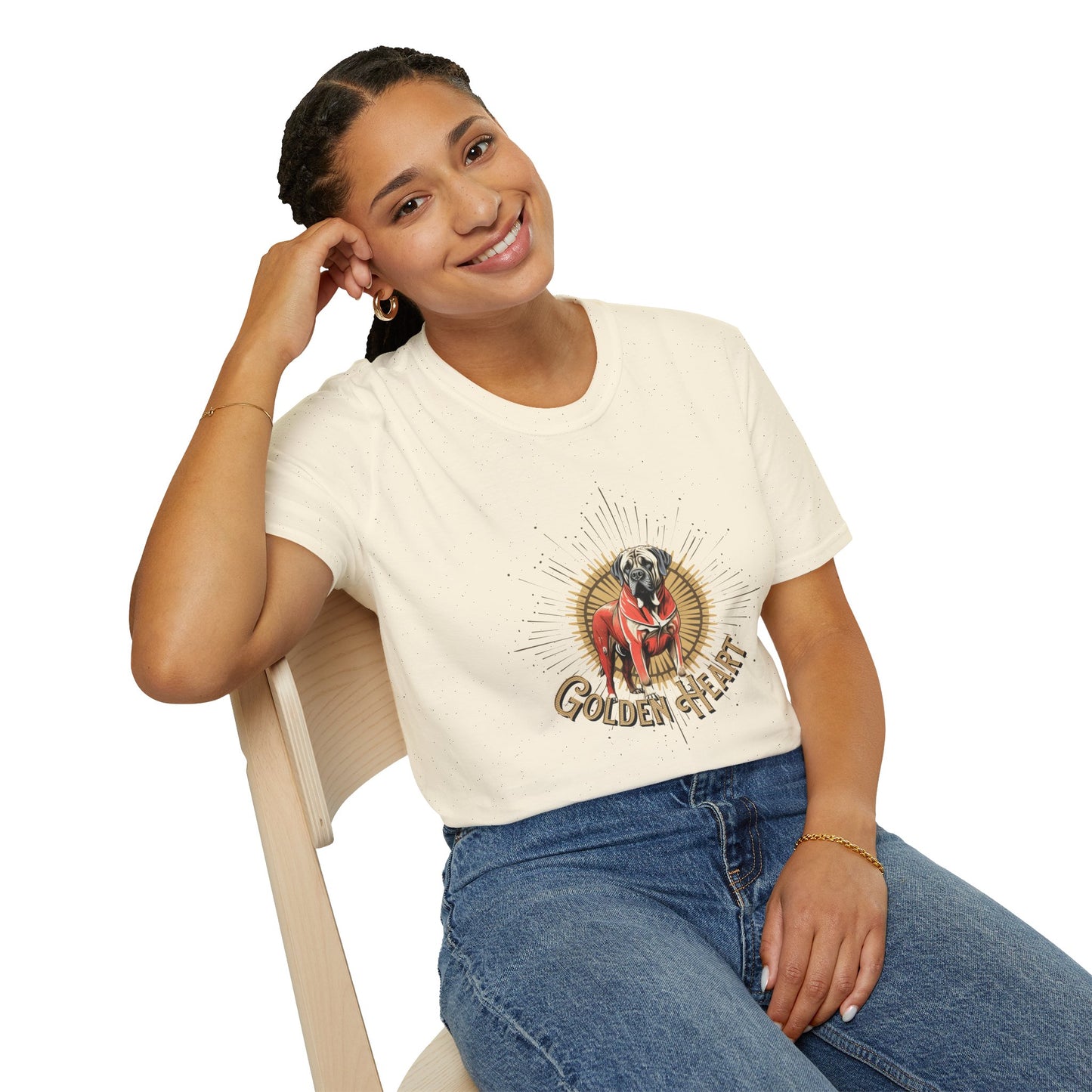 Golden Heart Unisex Softstyle T-Shirt - Perfect Gift for Dog Lovers