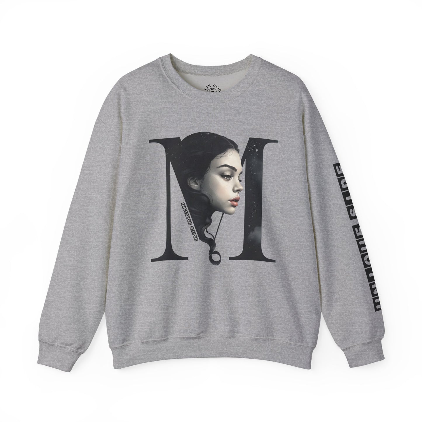 Letter M, Stylish Artistic Sweatshirt, Trendy Crewneck, Graphic Sweater, Cozy Unisex Top, Unique Gift for Art Lovers, Everyday Comfort