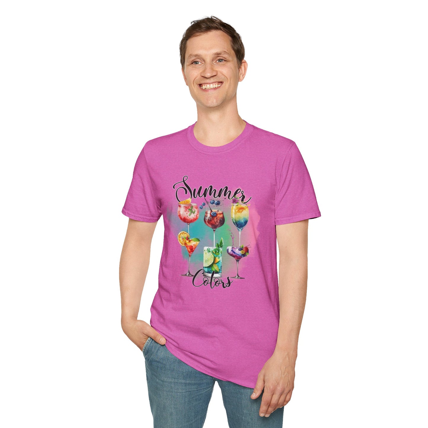 Summer Colors Cocktail T-Shirt, Unisex Tee, Fun Summer Wear, Gift for Cocktails Lovers, Beach Party Shirt, Vacation Top