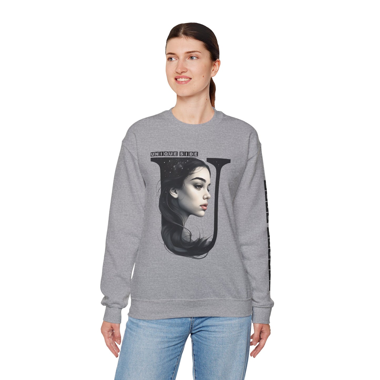 Letter U, Stylish Artistic Sweatshirt, Trendy Crewneck, Graphic Sweater, Cozy Unisex Top, Unique Gift for Art Lovers, Everyday Comfort