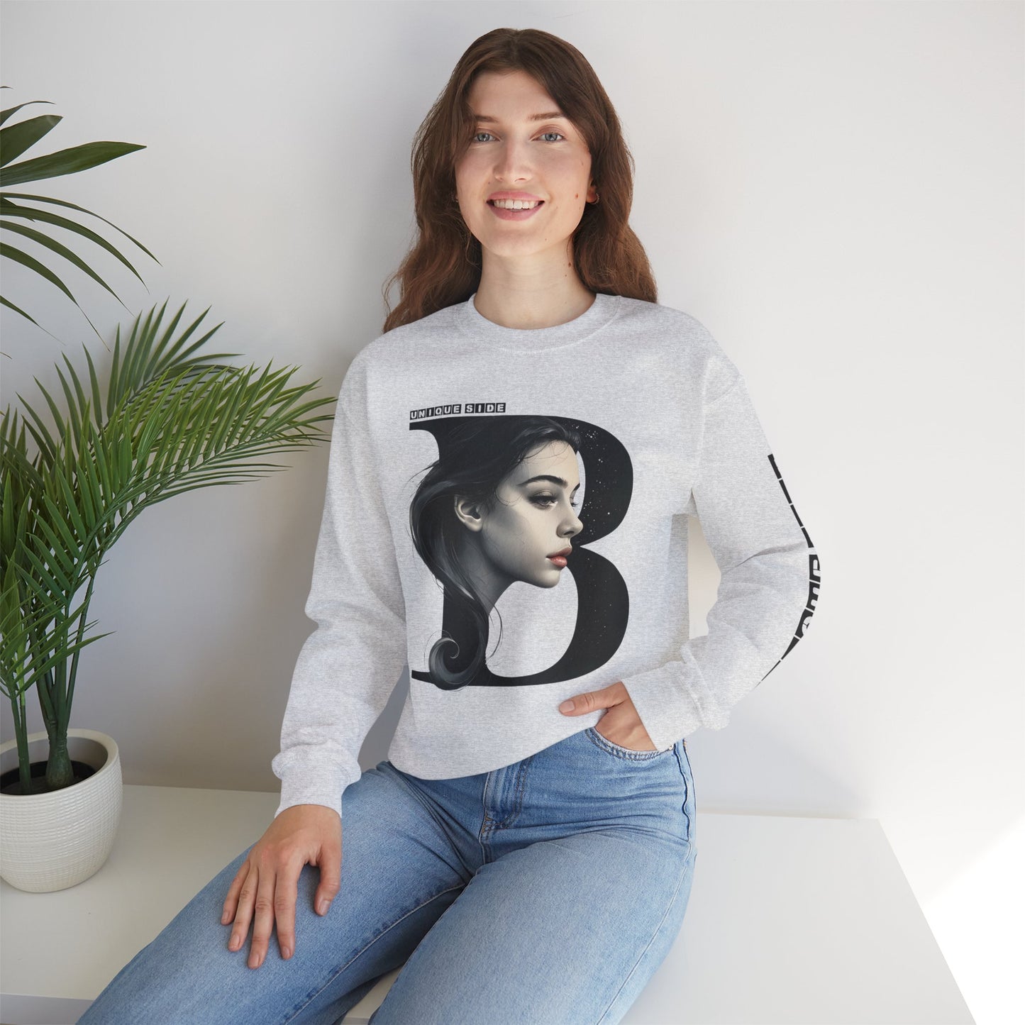 Letter B,Stylish Artistic Sweatshirt, Trendy Crewneck, Graphic Sweater, Cozy Unisex Top, Unique Gift for Art Lovers, Everyday Comfort