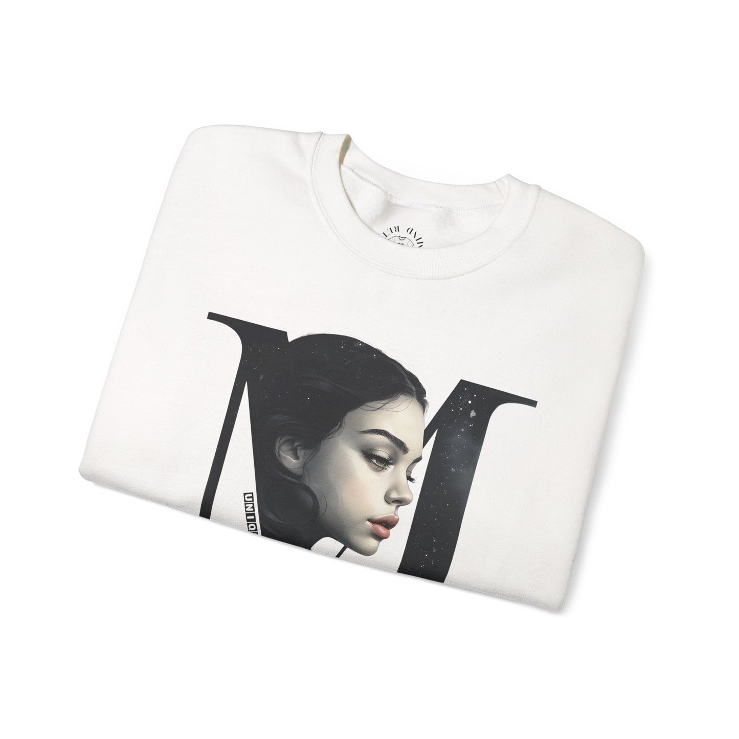 Letter M, Stylish Artistic Sweatshirt, Trendy Crewneck, Graphic Sweater, Cozy Unisex Top, Unique Gift for Art Lovers, Everyday Comfort
