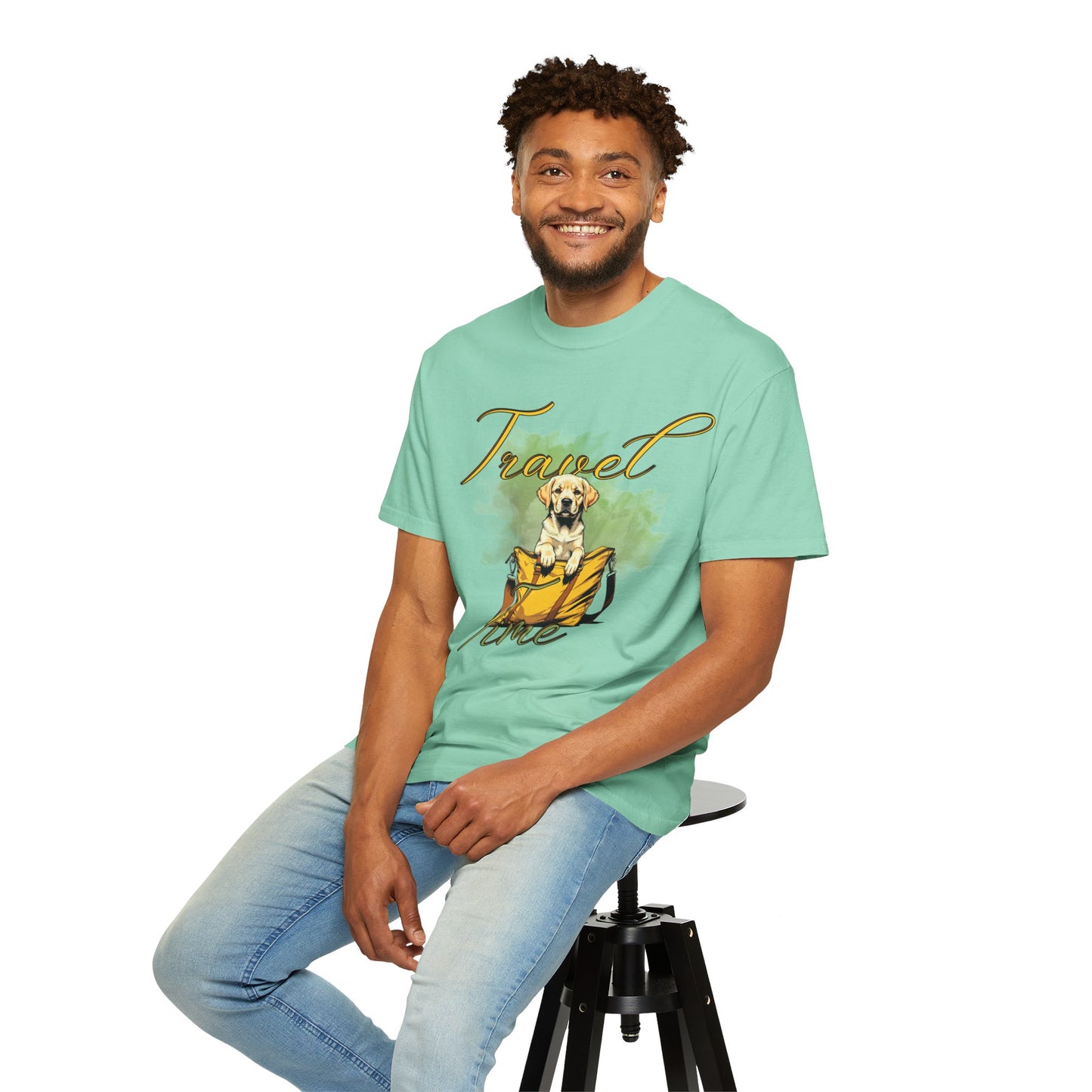 Travel Time Dog T-Shirt - Unisex Garment-Dyed Tee for Pet Lovers