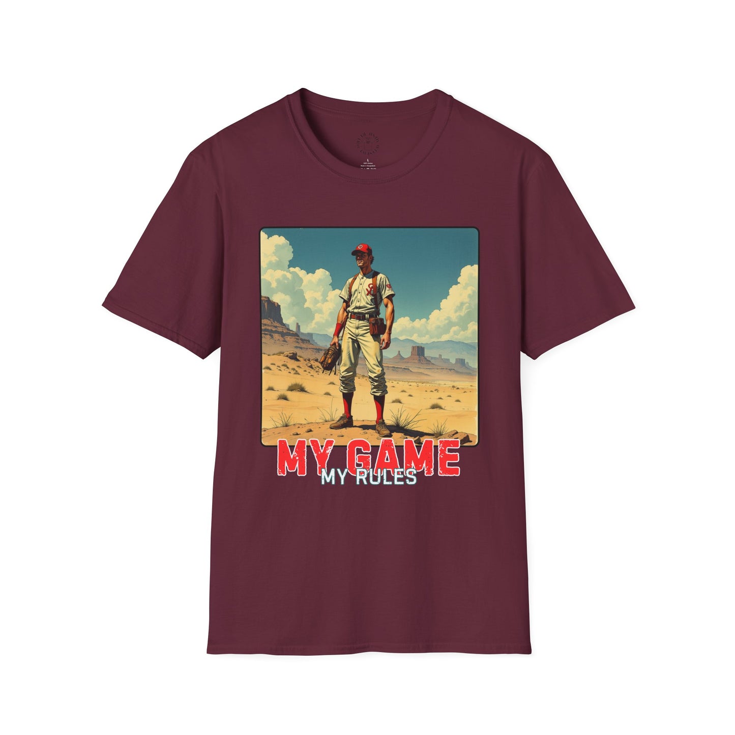 My Game My Rules Unisex Softstyle T-Shirt - Vintage Baseball Graphic Tee, sport, baseball