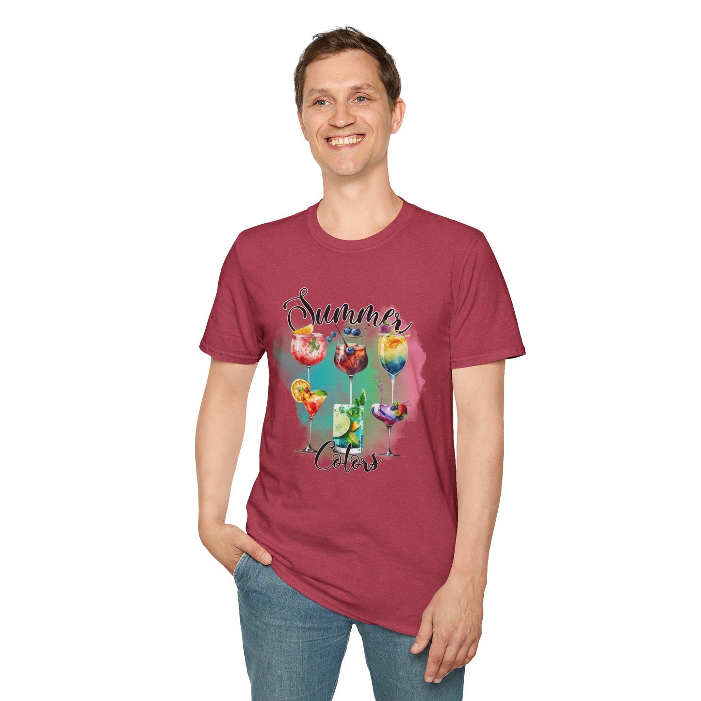 Summer Colors Cocktail T-Shirt, Unisex Tee, Fun Summer Wear, Gift for Cocktails Lovers, Beach Party Shirt, Vacation Top