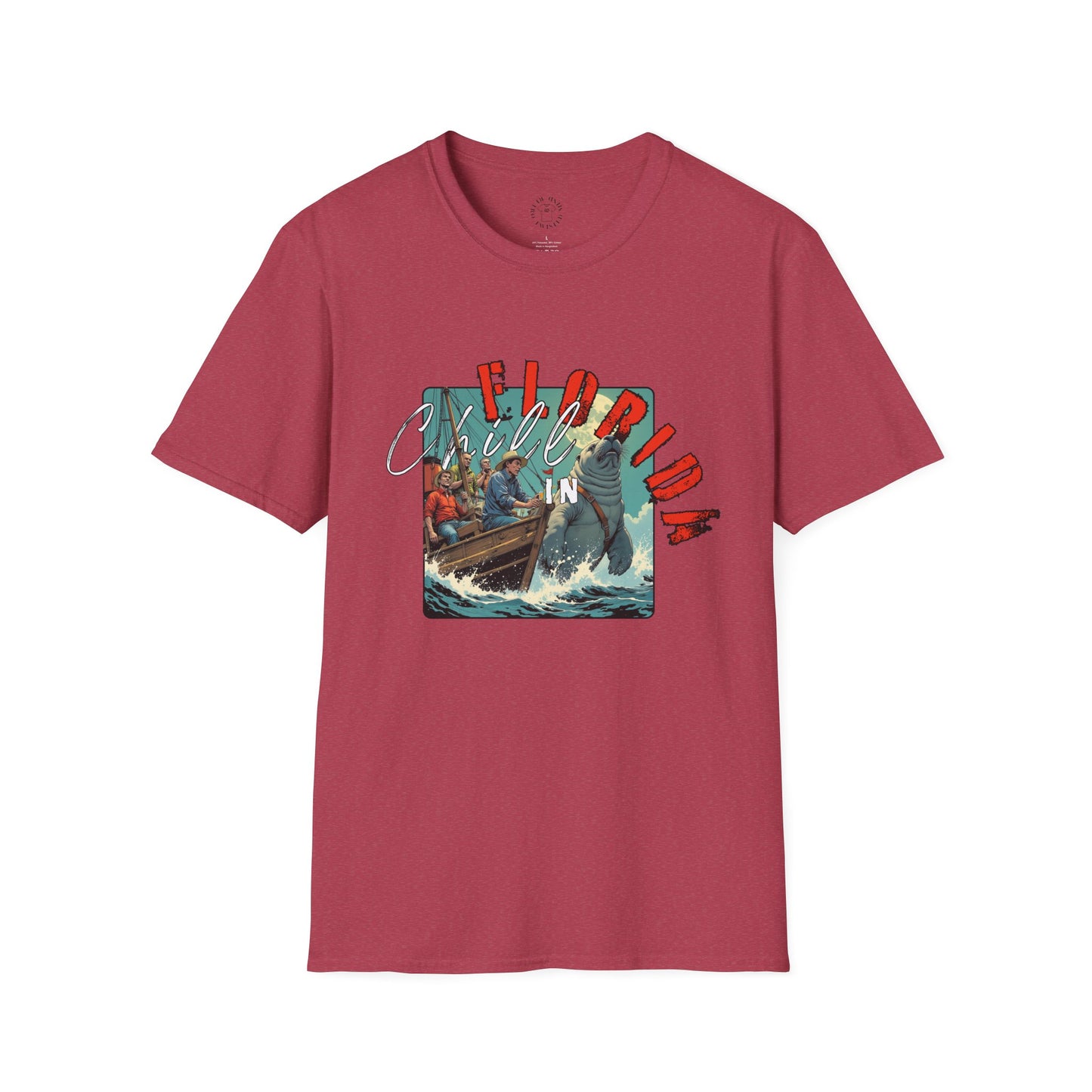 Florida Chill Unisex Softstyle T-Shirt | Vintage Beach Vibe Tee, manatee