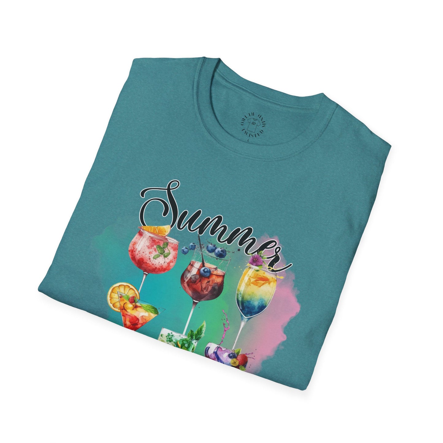Summer Colors Cocktail T-Shirt, Unisex Tee, Fun Summer Wear, Gift for Cocktails Lovers, Beach Party Shirt, Vacation Top