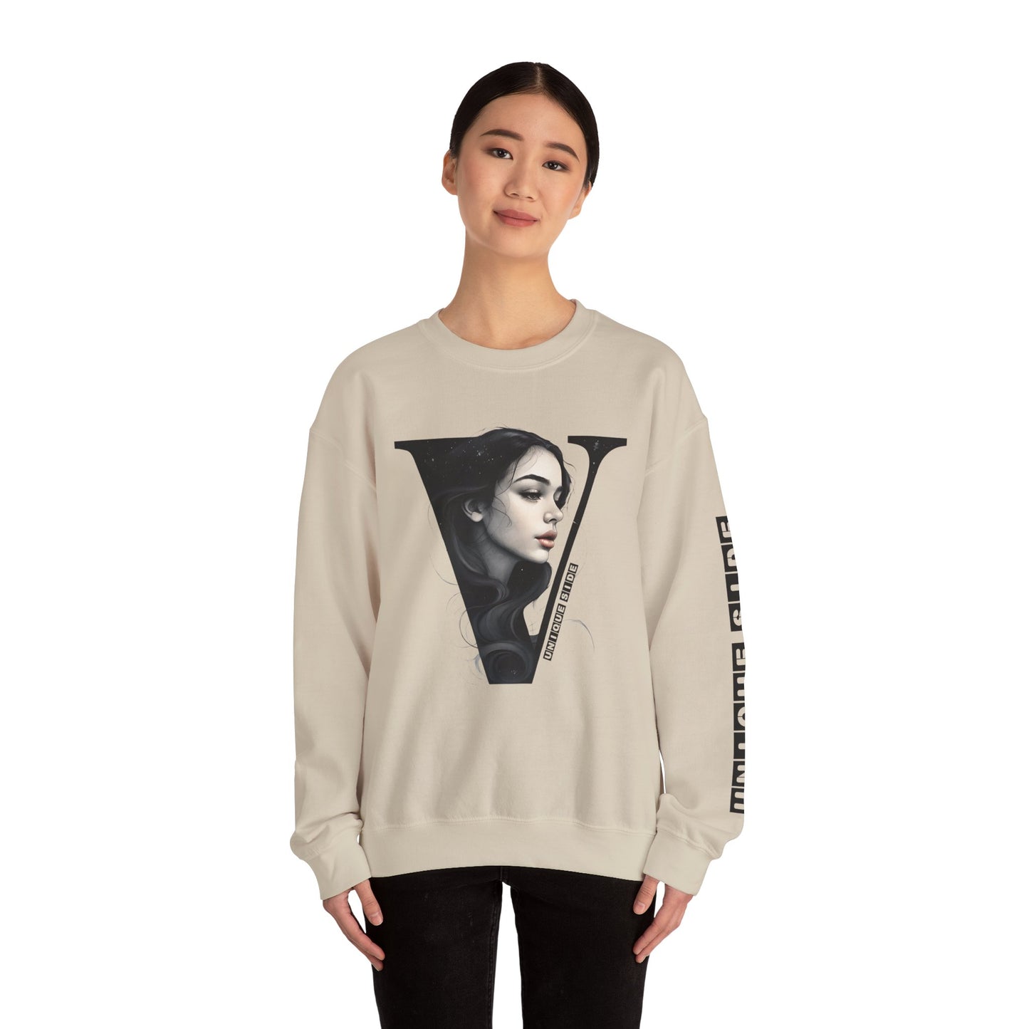 Letter V, Stylish Artistic Sweatshirt, Trendy Crewneck, Graphic Sweater, Cozy Unisex Top, Unique Gift for Art Lovers, Everyday Comfort
