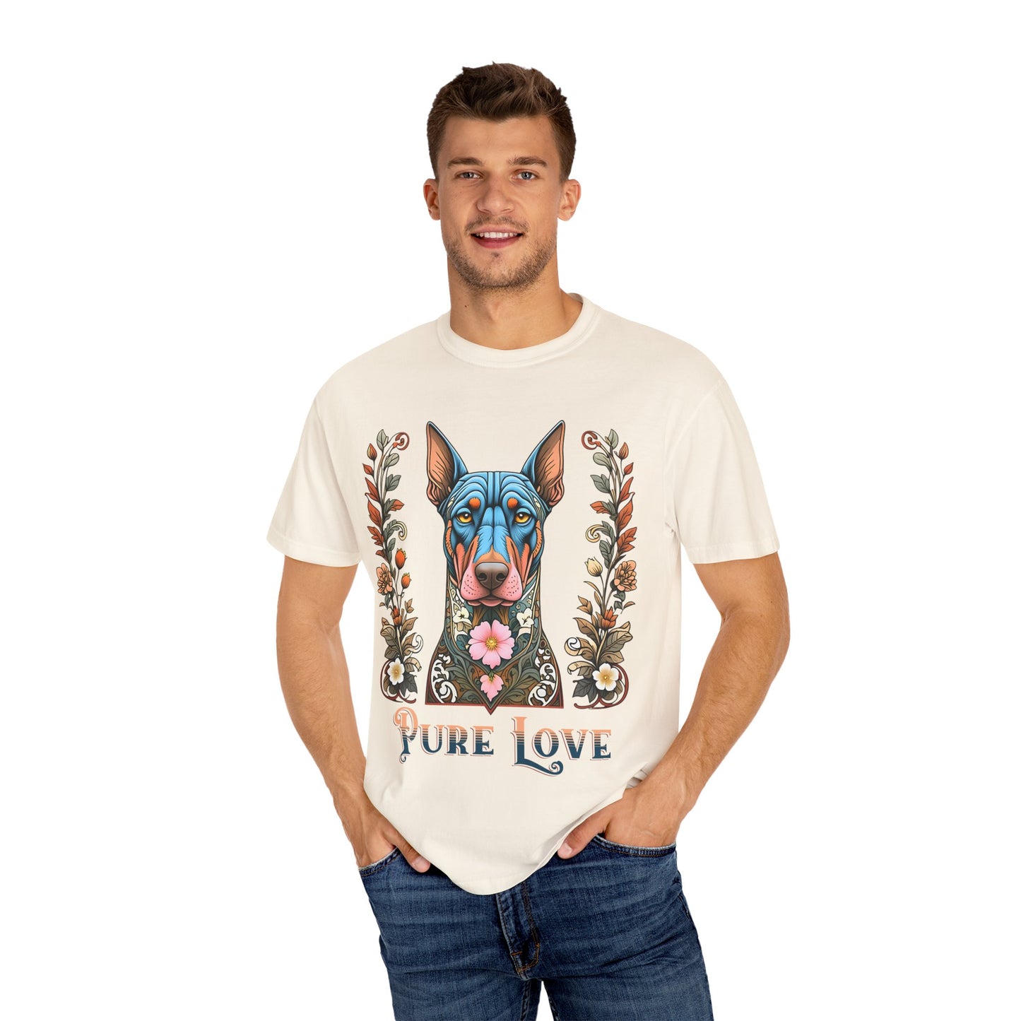 Unisex Pure Love Dog T-shirt - Vibrant Floral Design for Dog Lovers