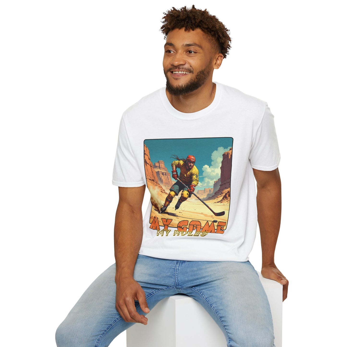 Retro Gamer Unisex Softstyle T-Shirt - 'My Game, My Rules' hockey ,sport