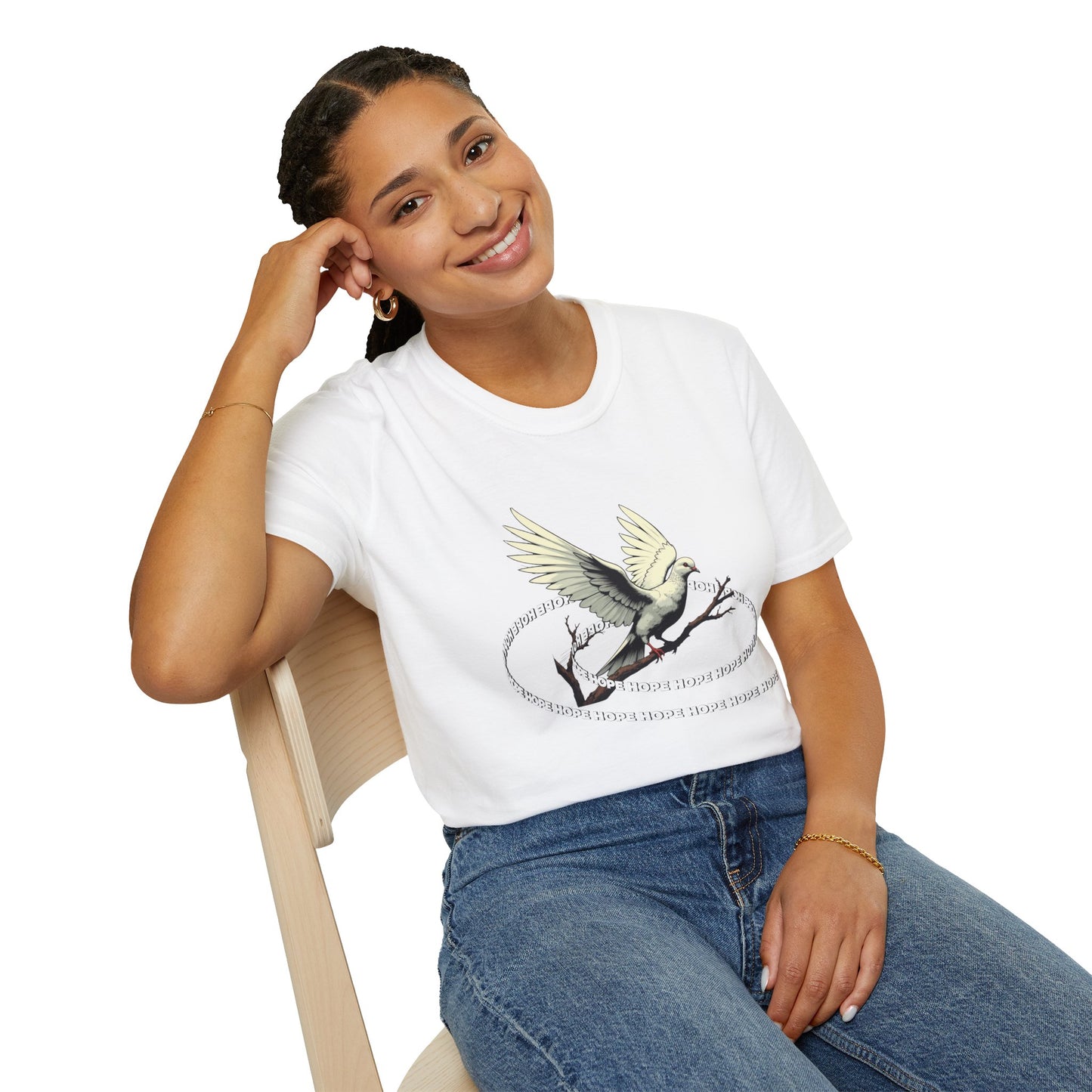 Hopeful Wings Unisex Softstyle T-Shirt - Inspirational Graphic Tee,dove,twisted