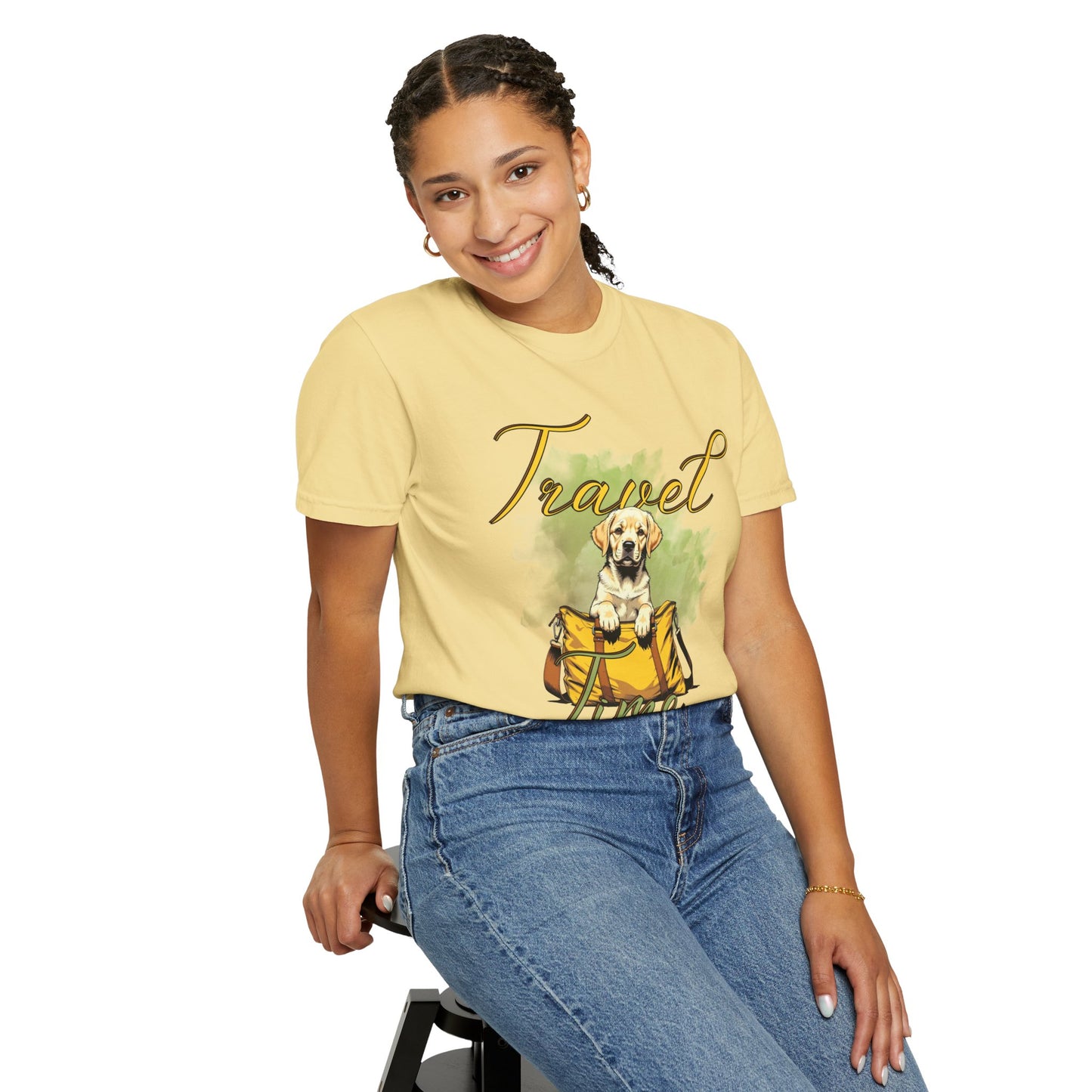 Travel Time Dog T-Shirt - Unisex Garment-Dyed Tee for Pet Lovers