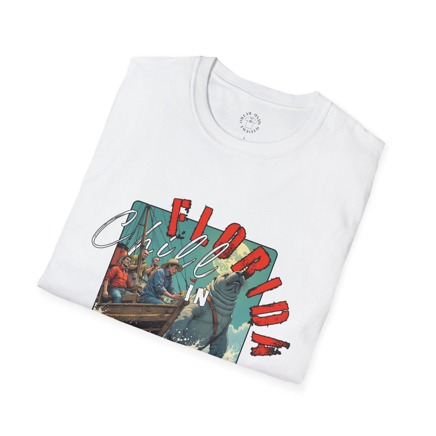 Florida Chill Unisex Softstyle T-Shirt | Vintage Beach Vibe Tee, manatee