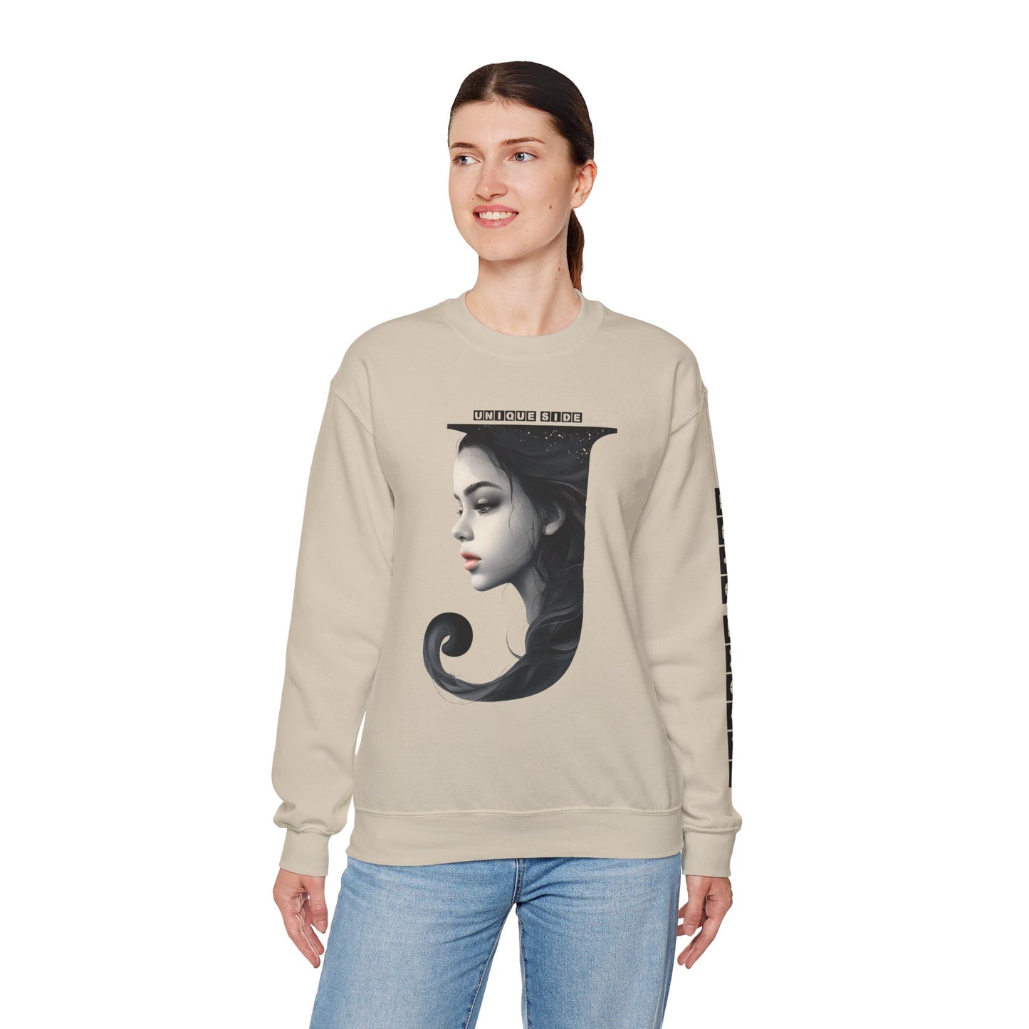 Letter J, Stylish Artistic Sweatshirt, Trendy Crewneck, Graphic Sweater, Cozy Unisex Top, Unique Gift for Art Lovers, Everyday Comfort