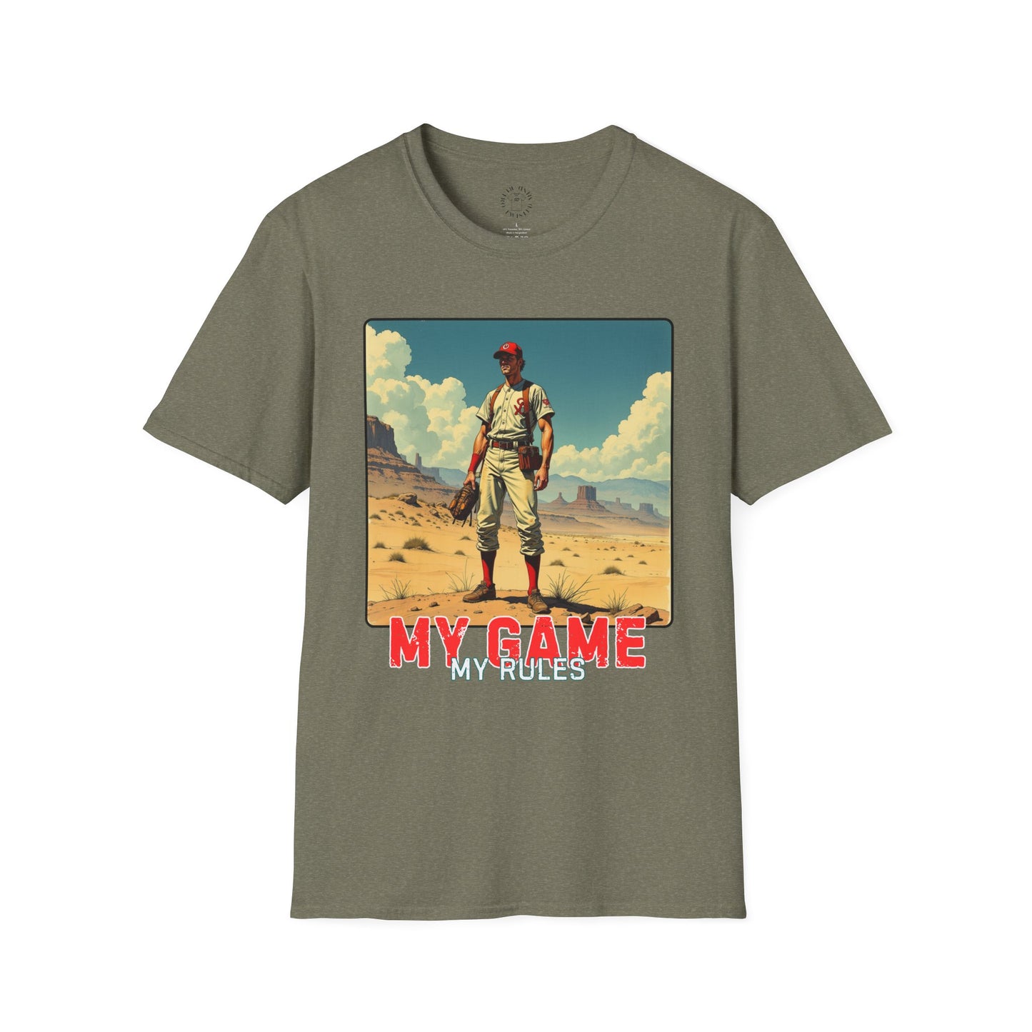 My Game My Rules Unisex Softstyle T-Shirt - Vintage Baseball Graphic Tee, sport, baseball