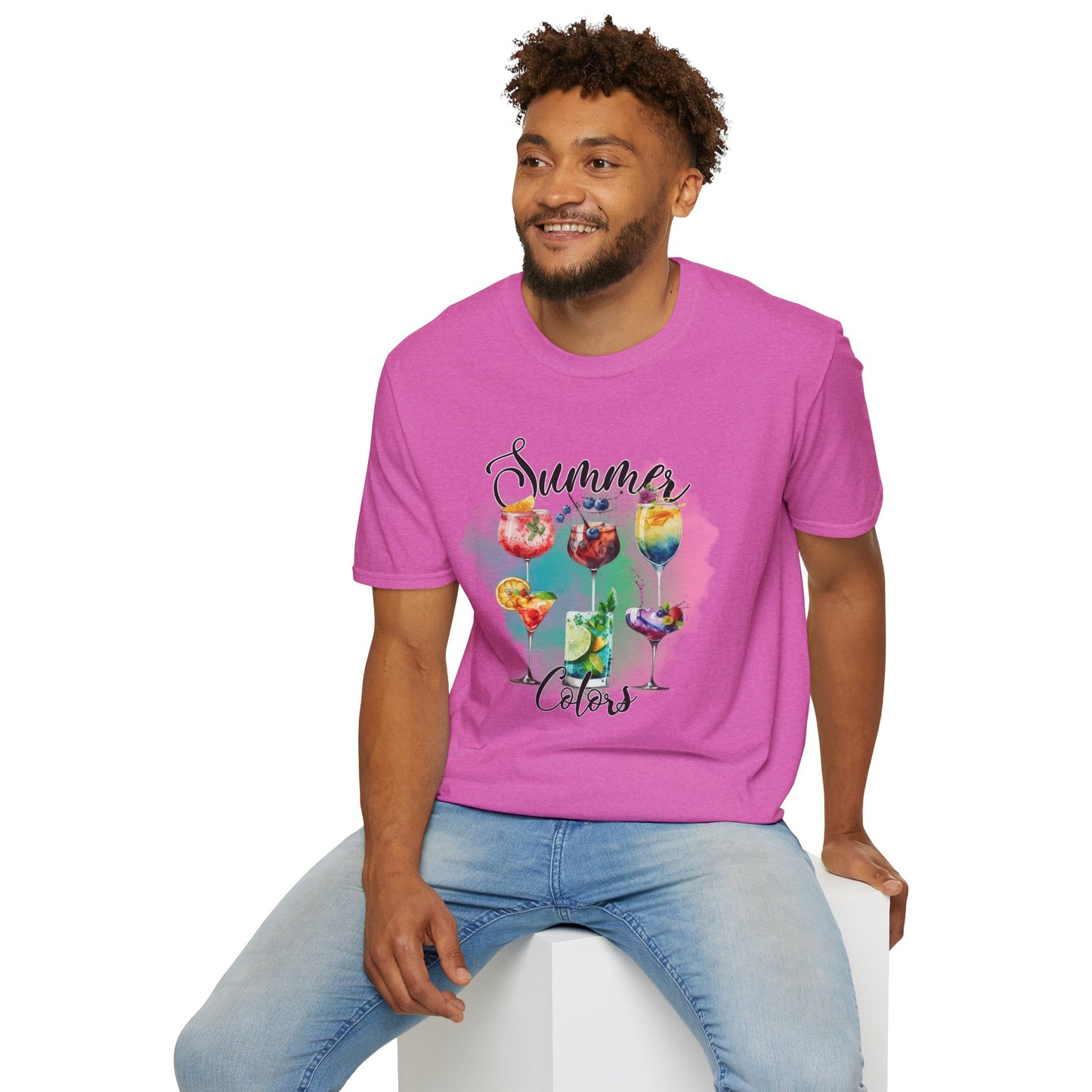 Summer Colors Cocktail T-Shirt, Unisex Tee, Fun Summer Wear, Gift for Cocktails Lovers, Beach Party Shirt, Vacation Top