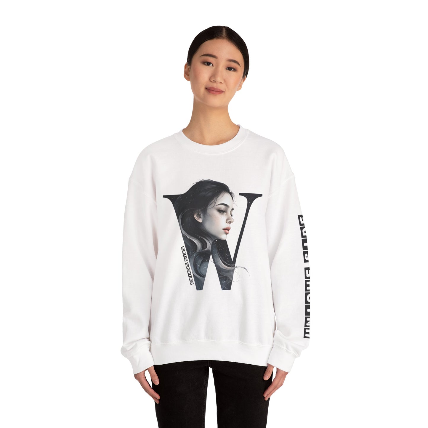 Letter W, Stylish Artistic Sweatshirt, Trendy Crewneck, Graphic Sweater, Cozy Unisex Top, Unique Gift for Art Lovers, Everyday Comfort