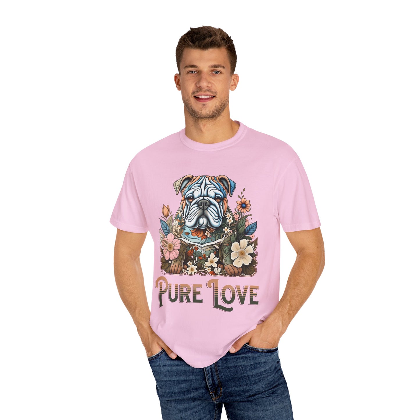 Pure Love Unisex Dog T-Shirt - Floral Graphic Tee for Pet Lovers
