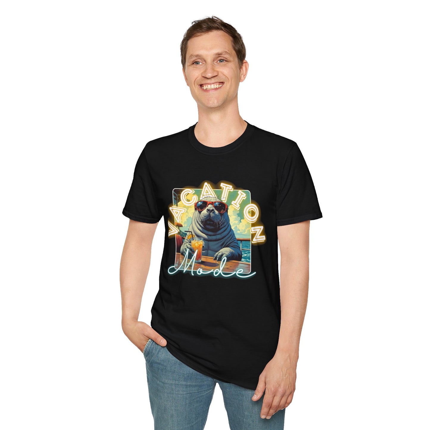 Vacation Mode Unisex T-Shirt - Fun Summer Beach Graphic Tee,manatee