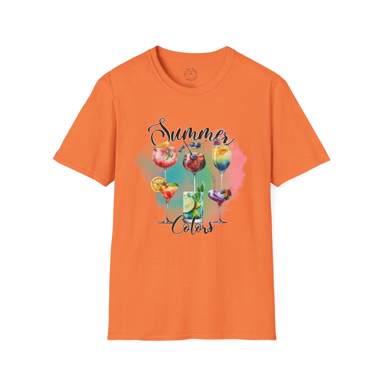 Summer Colors Cocktail T-Shirt, Unisex Tee, Fun Summer Wear, Gift for Cocktails Lovers, Beach Party Shirt, Vacation Top