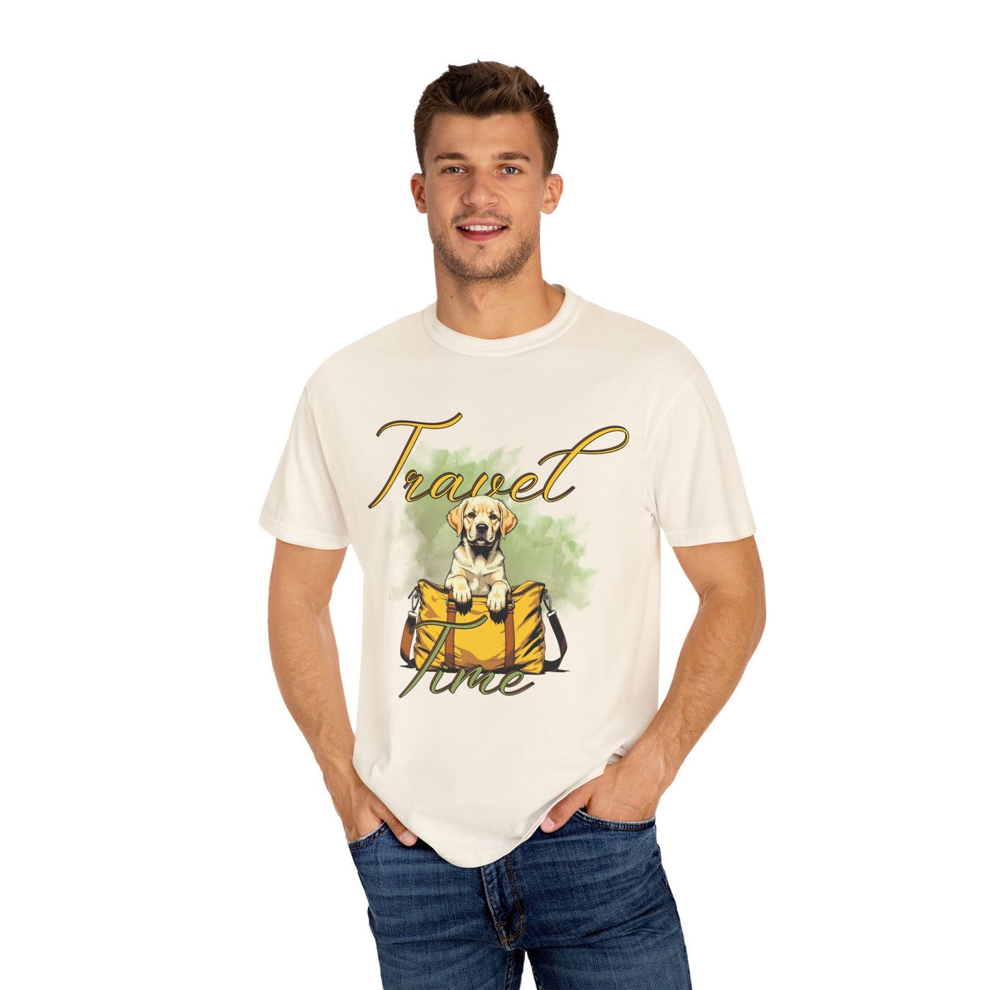 Travel Time Dog T-Shirt - Unisex Garment-Dyed Tee for Pet Lovers