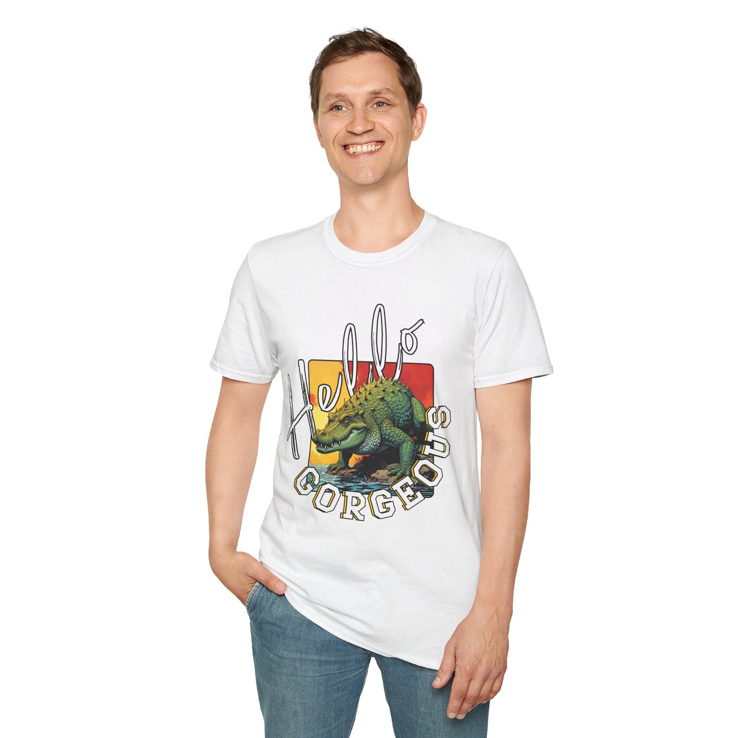 Hello Gorgeous Unisex Softstyle T-Shirt – Fun and Casual Graphic Tee,florida,gator,