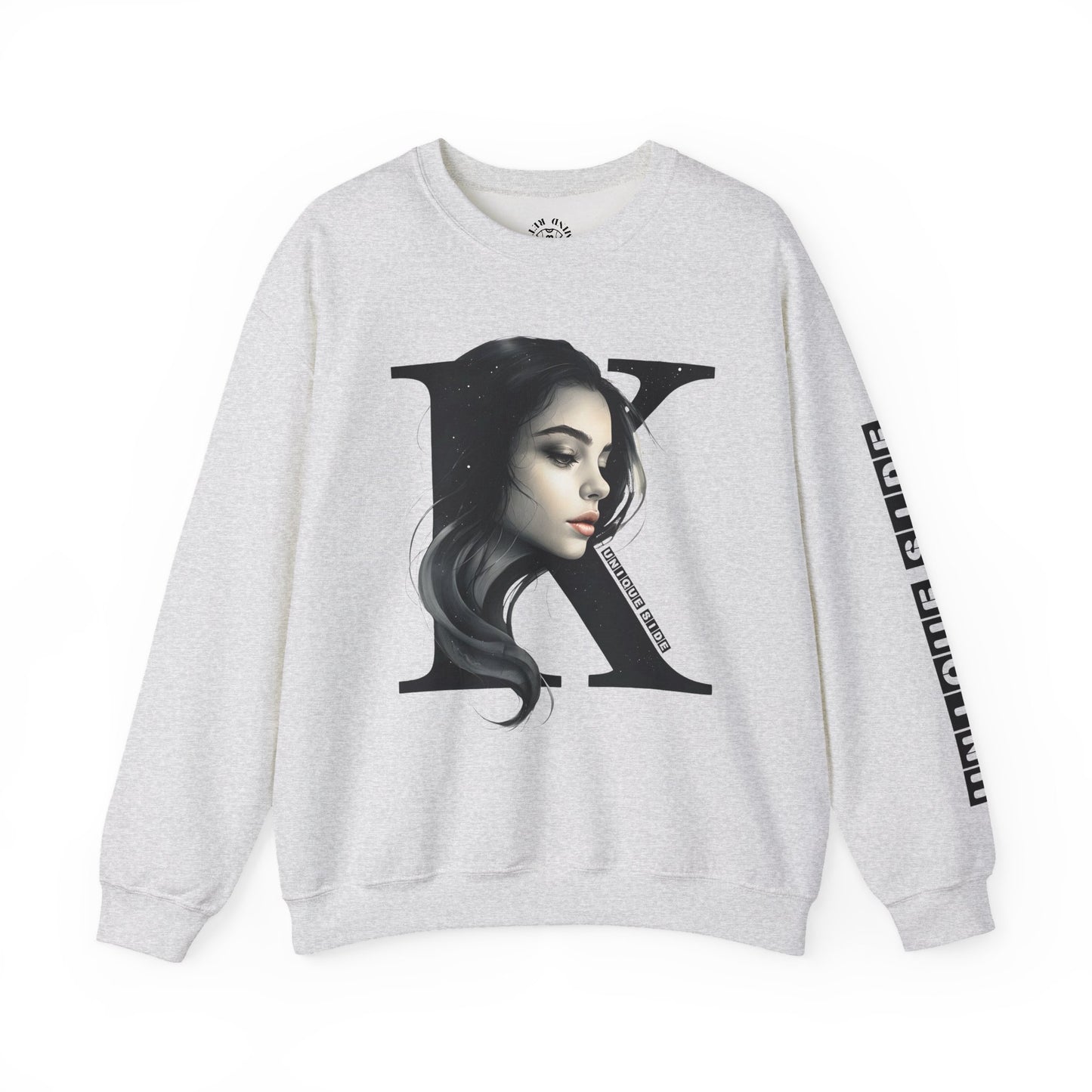 Letter K, Stylish Artistic Sweatshirt, Trendy Crewneck, Graphic Sweater, Cozy Unisex Top, Unique Gift for Art Lovers, Everyday Comfort
