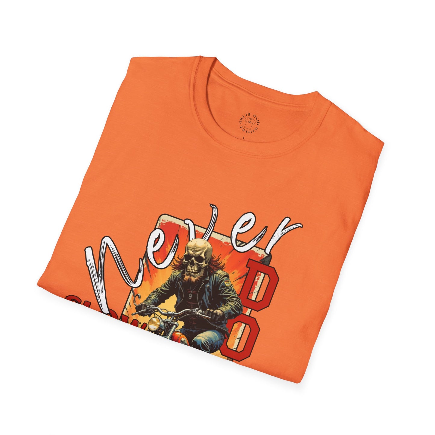 Never Slow Down Motorcycle T-Shirt - Unisex Softstyle Graphic Tee,biker, scull ,twisted