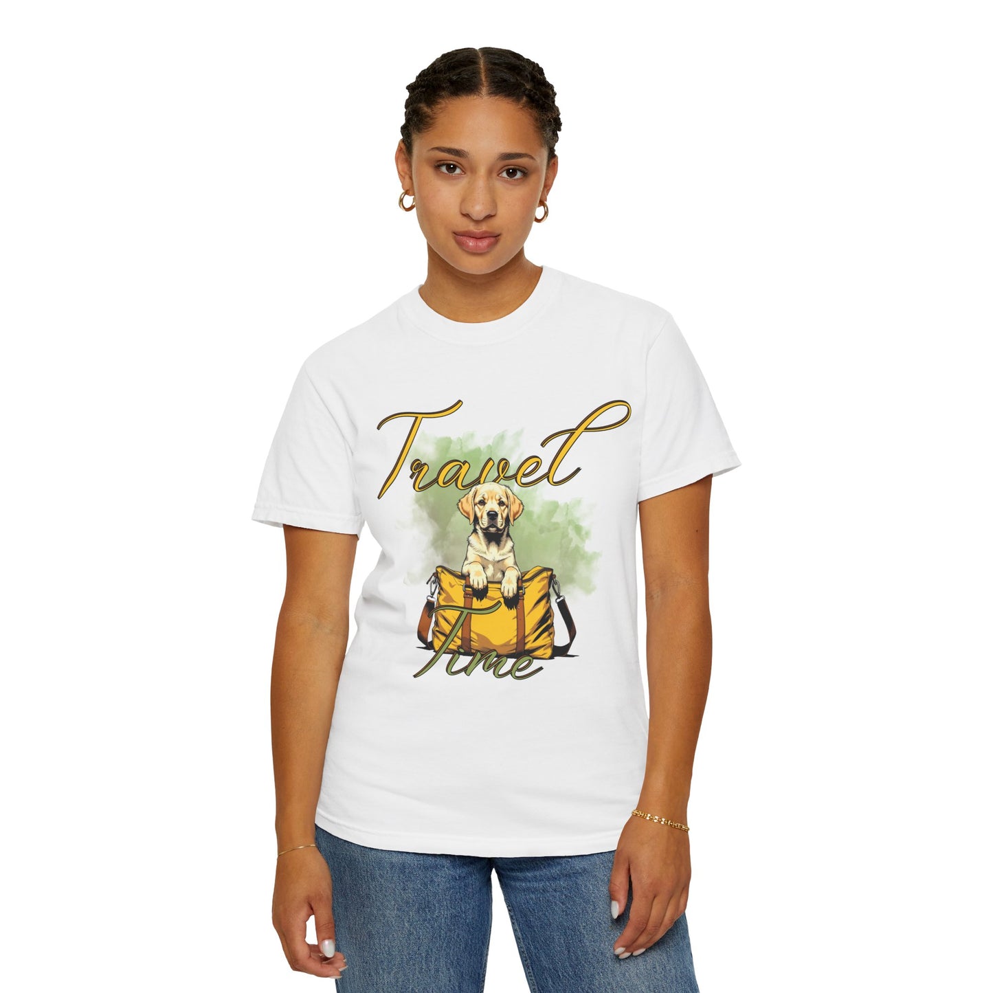 Travel Time Dog T-Shirt - Unisex Garment-Dyed Tee for Pet Lovers