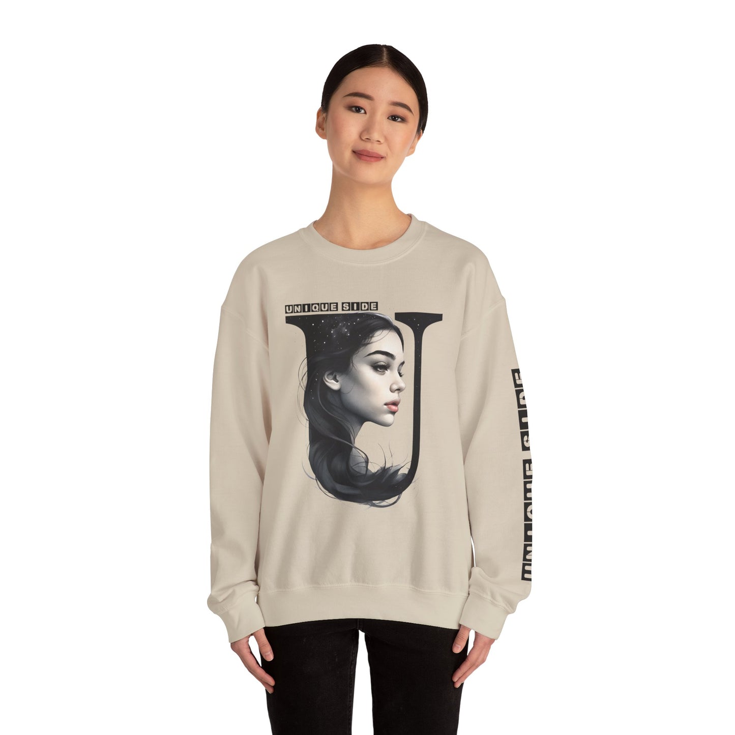 Letter U, Stylish Artistic Sweatshirt, Trendy Crewneck, Graphic Sweater, Cozy Unisex Top, Unique Gift for Art Lovers, Everyday Comfort