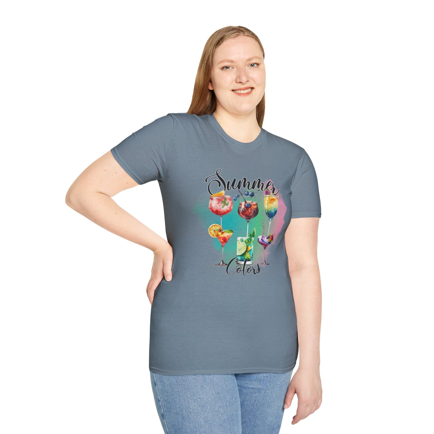 Summer Colors Cocktail T-Shirt, Unisex Tee, Fun Summer Wear, Gift for Cocktails Lovers, Beach Party Shirt, Vacation Top