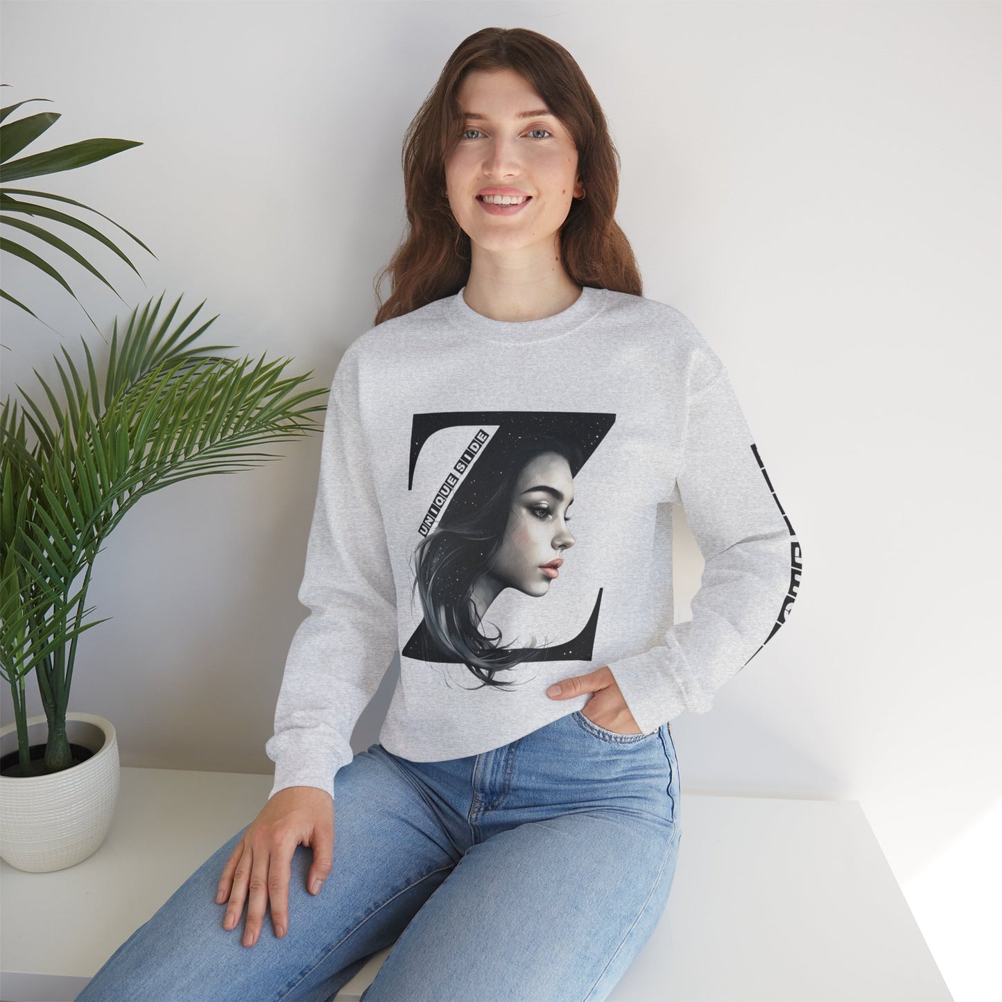 Letter Z, Stylish Artistic Sweatshirt, Trendy Crewneck, Graphic Sweater, Cozy Unisex Top, Unique Gift for Art Lovers, Everyday Comfort