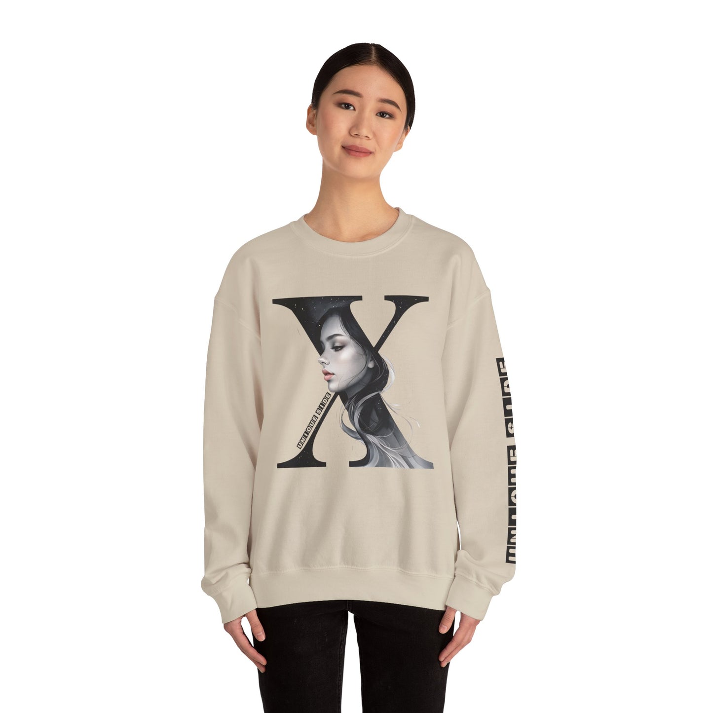 Letter X, Stylish Artistic Sweatshirt, Trendy Crewneck, Graphic Sweater, Cozy Unisex Top, Unique Gift for Art Lovers, Everyday Comfort