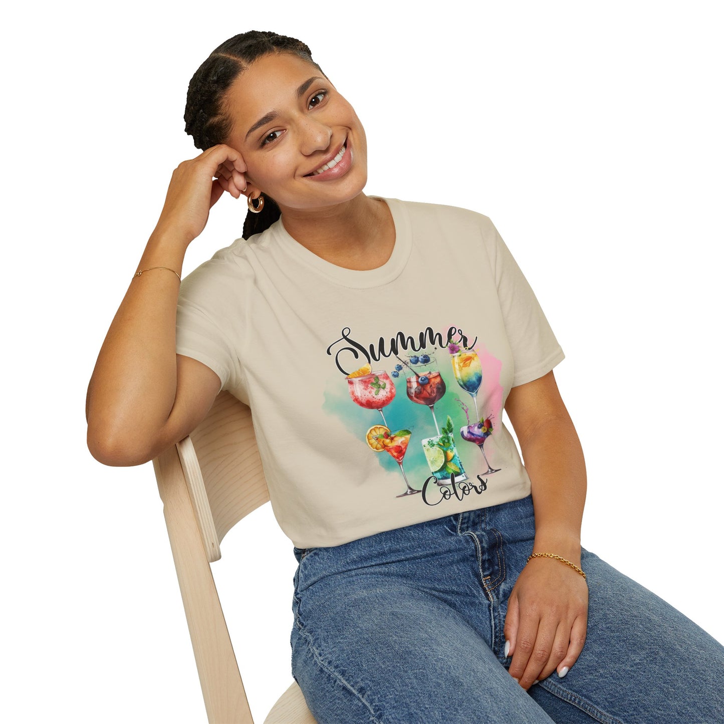 Summer Colors Cocktail T-Shirt, Unisex Tee, Fun Summer Wear, Gift for Cocktails Lovers, Beach Party Shirt, Vacation Top